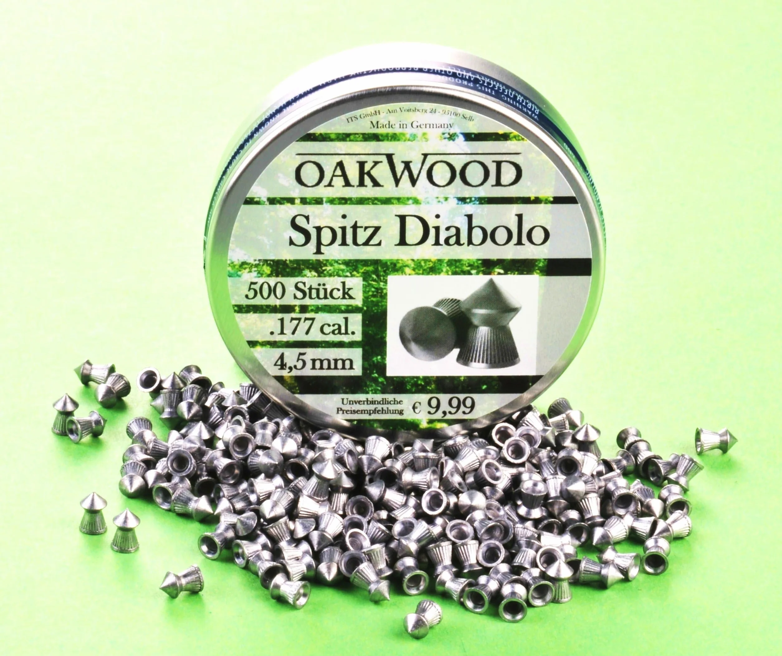 OAKWOOD Diabolo 500 pallini fucile aria compressa 4,5 mm calibro 4,5 Germania