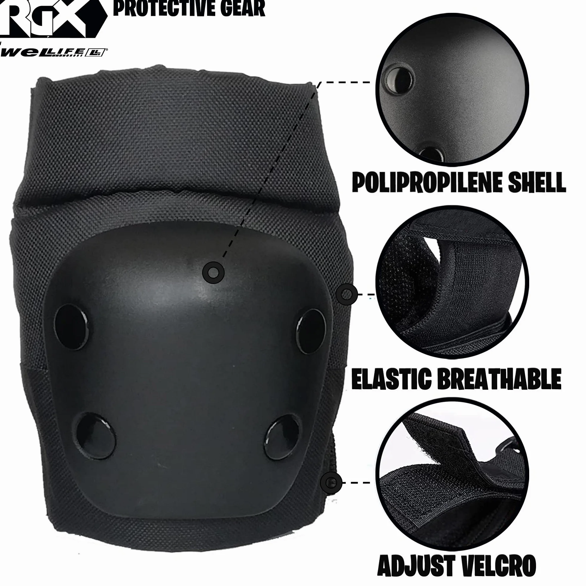 WeLLIFE Set Protezioni per Bambini Ginocchiere Gomitiere e Polsi 3-16 Anni Varie Taglie per Pattini Bici Skateboard