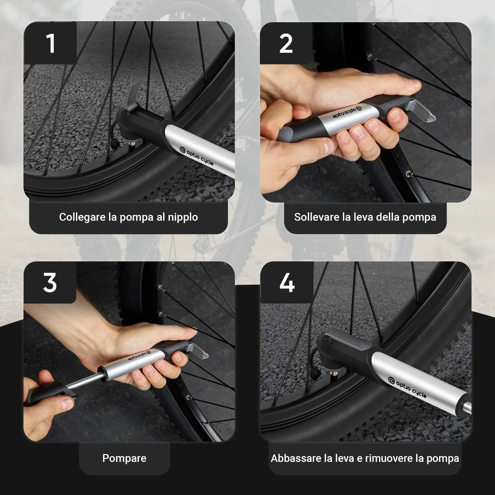 Pompa per Bicicletta 120 PSI Portatile Compatta a Mano per Valvola Presta e Schrader