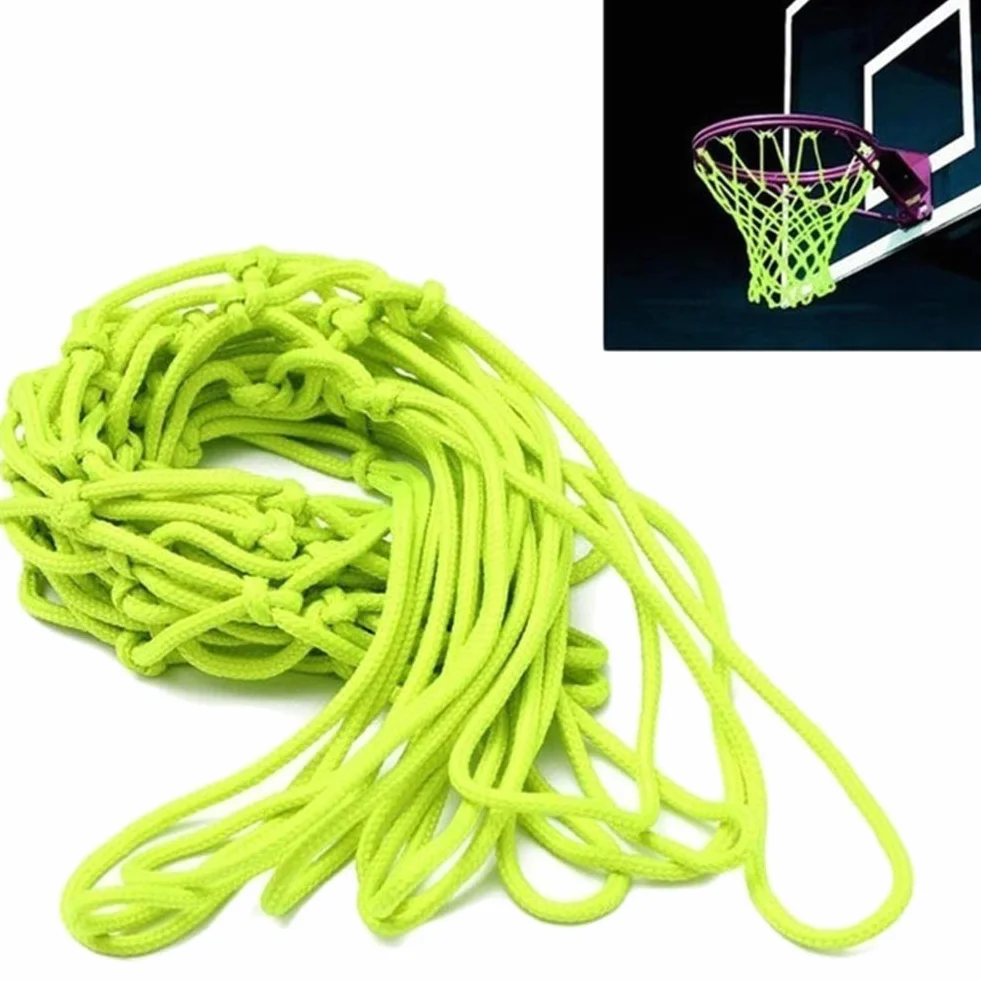 Rete da basket verde fluorescente in nylon intrecciato autoluminosa per esterni