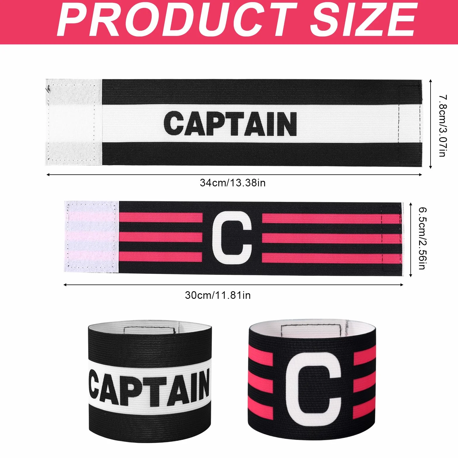 3pz Fasce Capitano Calcio, Bracciali Regolabili Traspiranti Fascia Capitano Sport Accessorio per Calcio Rugby Basket Giovani e Adulti
