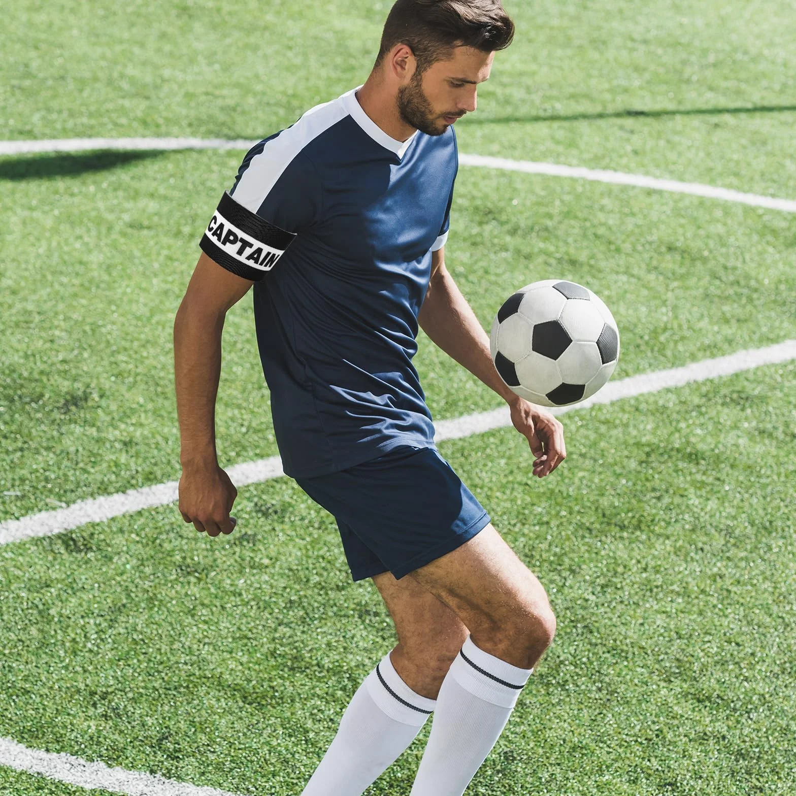 3pz Fasce Capitano Calcio, Bracciali Regolabili Traspiranti Fascia Capitano Sport Accessorio per Calcio Rugby Basket Giovani e Adulti