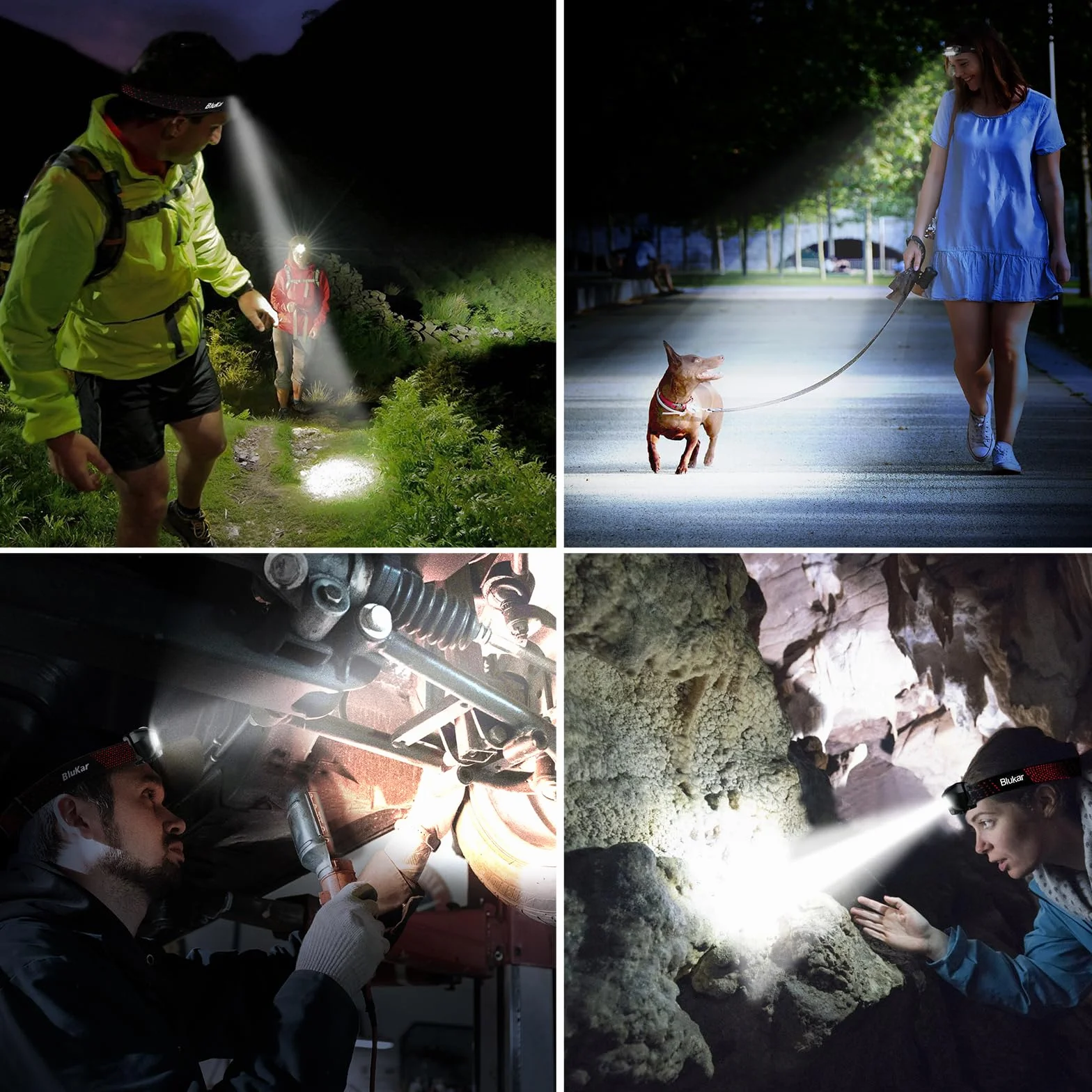Blukar Torcia Frontale LED Ricaricabile 2000 Lumen IPX5 Impermeabile con Sensore Movimento 6 Modalità