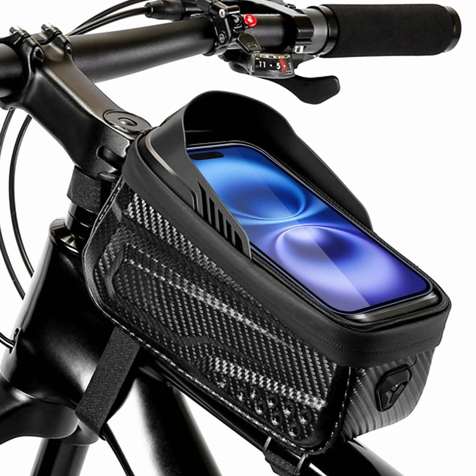Borsa Telaio da Bicicletta Impermeabile 6.8 Pollici Touchscreen TPU Sgancio Rapido, Accessori MTB