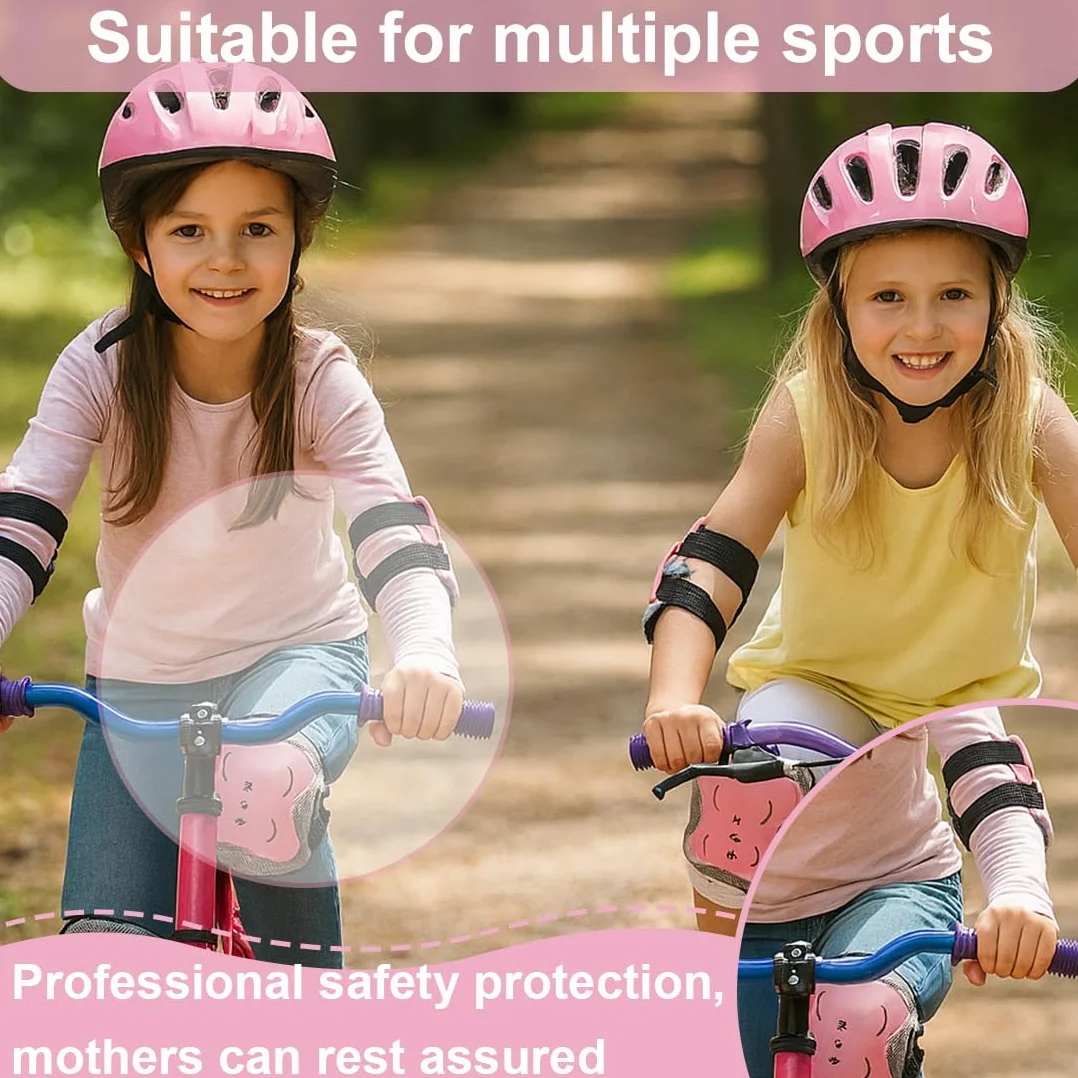 Set di Protezioni per Bambini 6 Pezzi, Ginocchiere Gomitiere Regolabili per Skateboard Bicicletta Pattinaggio