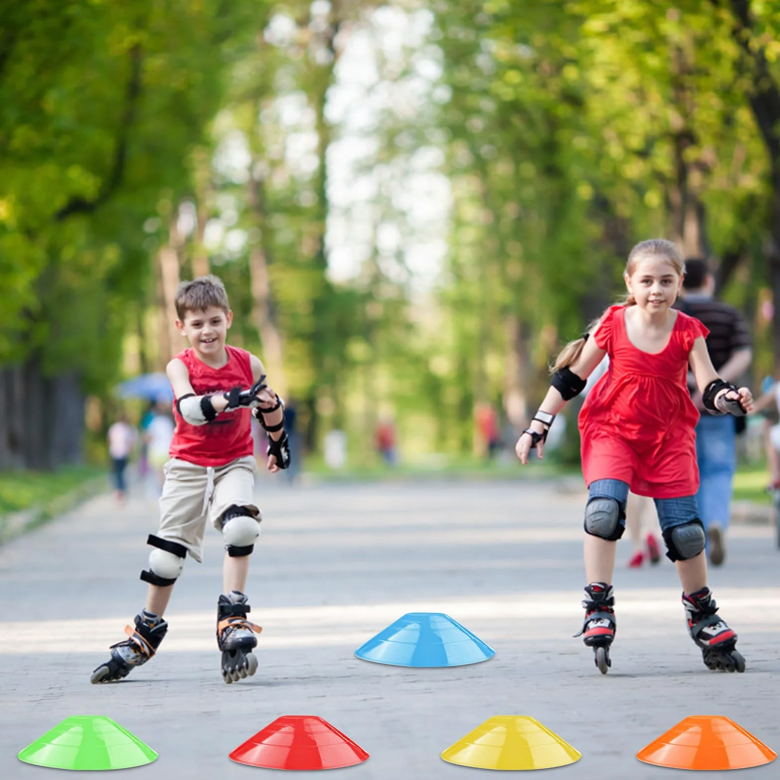 Set di Coni da Calcio, Coni Rotondi con Supporto, Dischi per Marcatura, per Hockey, Pattinaggio su Ghiaccio, Pallamano, Allenamento (5)