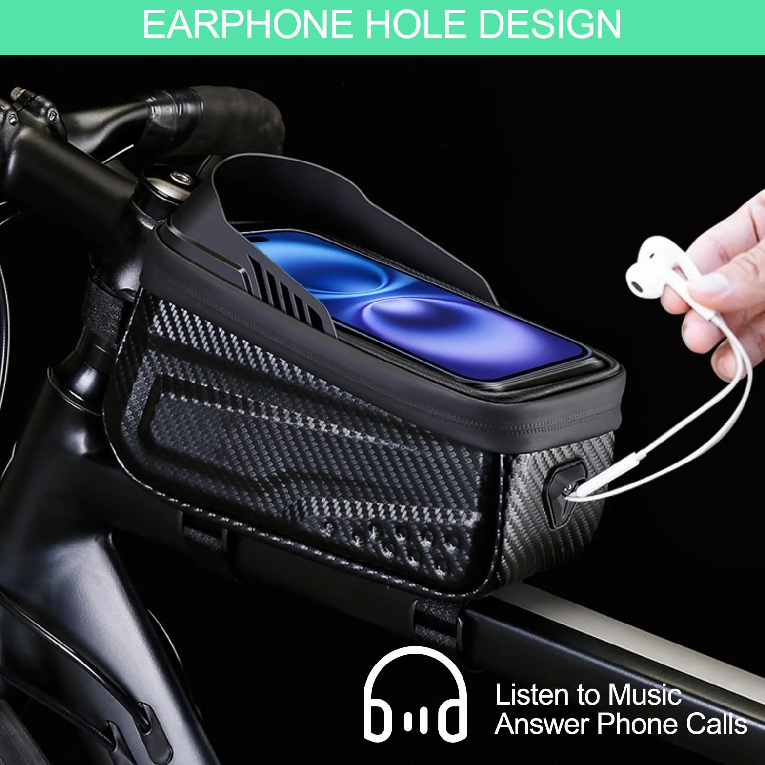 Borsa Telaio da Bicicletta Impermeabile 6.8 Pollici Touchscreen TPU Sgancio Rapido, Accessori MTB
