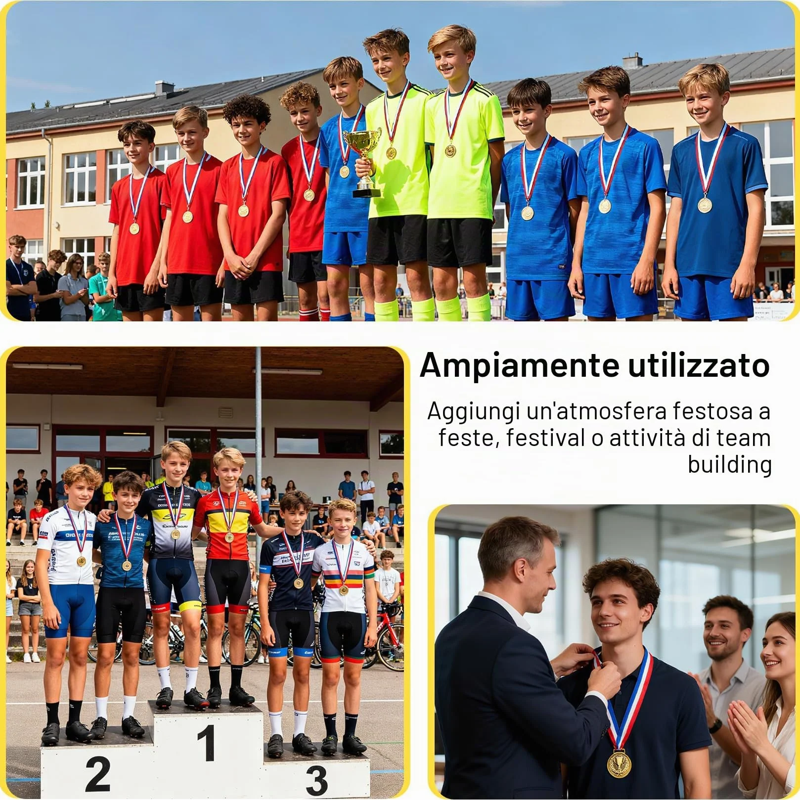 Medaglie Bambini Personalizzate 8 Pezzi, Medaglie Premiazioni Oro per Sport Scuola Compleanni