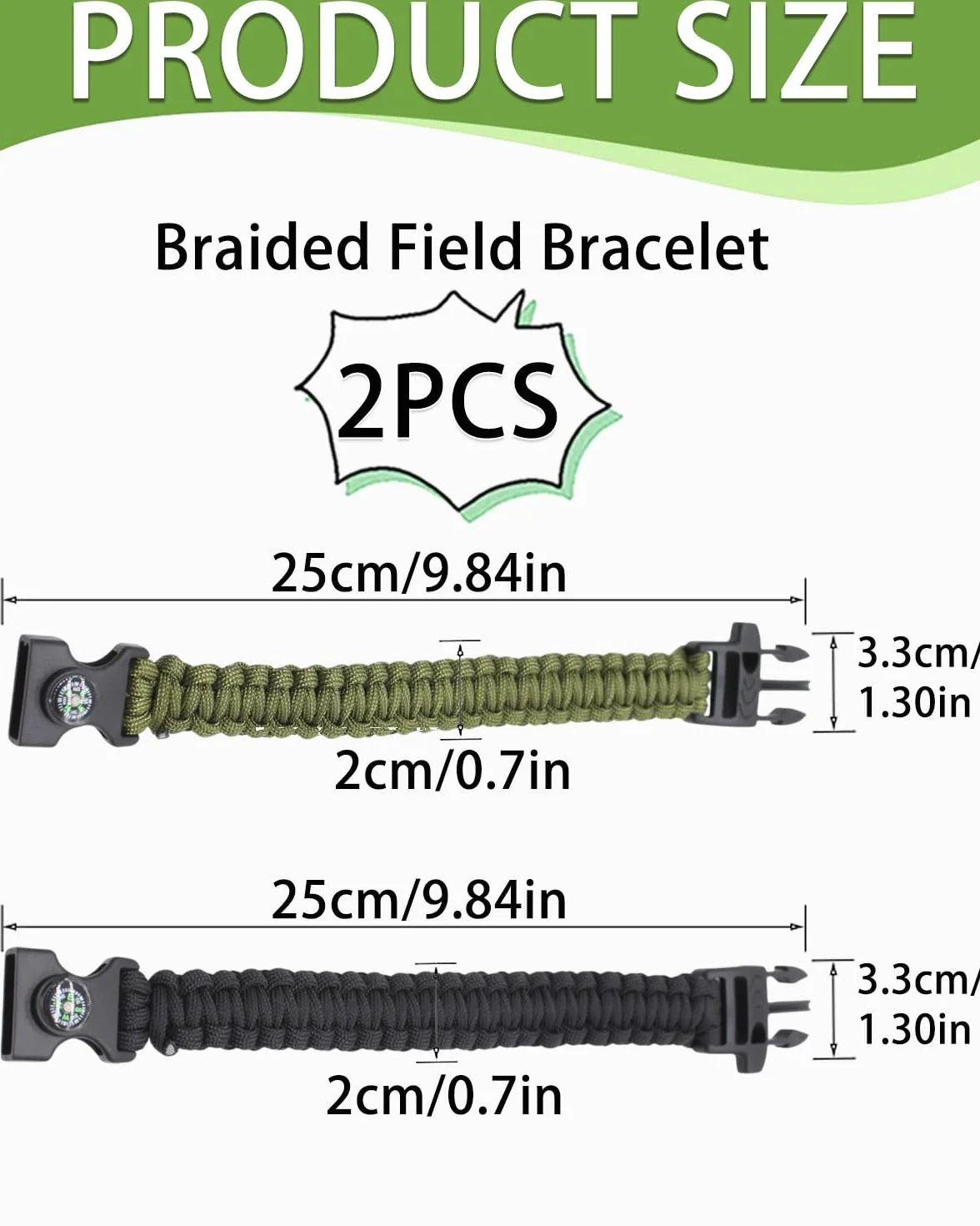 Bracciale Intrecciato in Corda Paracadute Multifunzione Sopravvivenza Outdoor