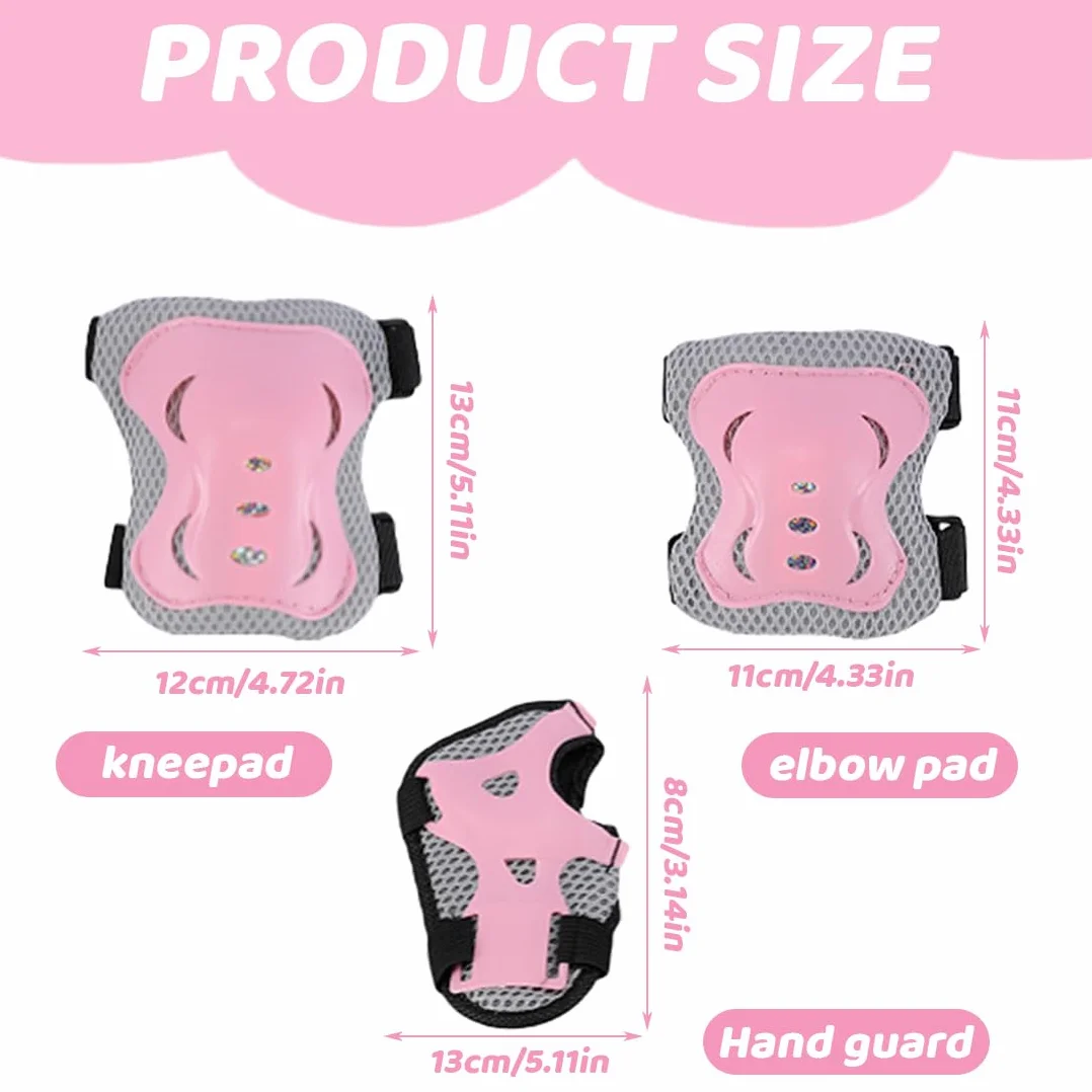 NHQZ Protezione Kit per Bambini, 6 in 1 Ginocchiere Gomitiere Tutore Polso Protezioni Set, Regolabile Attrezzatura Protettiva, Scooter e Rollerblade