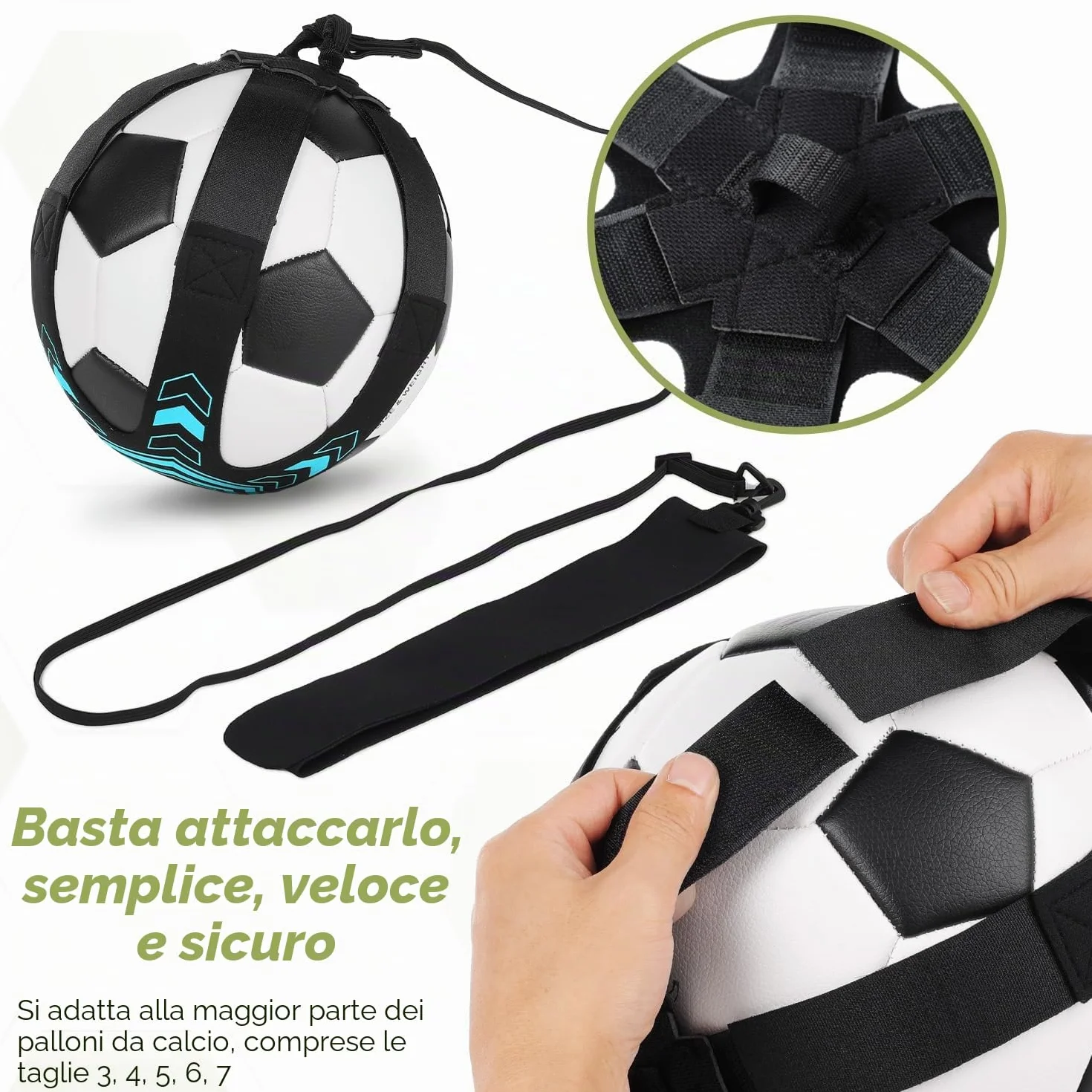 GHB Trainer da Calcio Accessori per L’Allenamento Individuale con Cintura Regolabile Bambini Controllo Palla