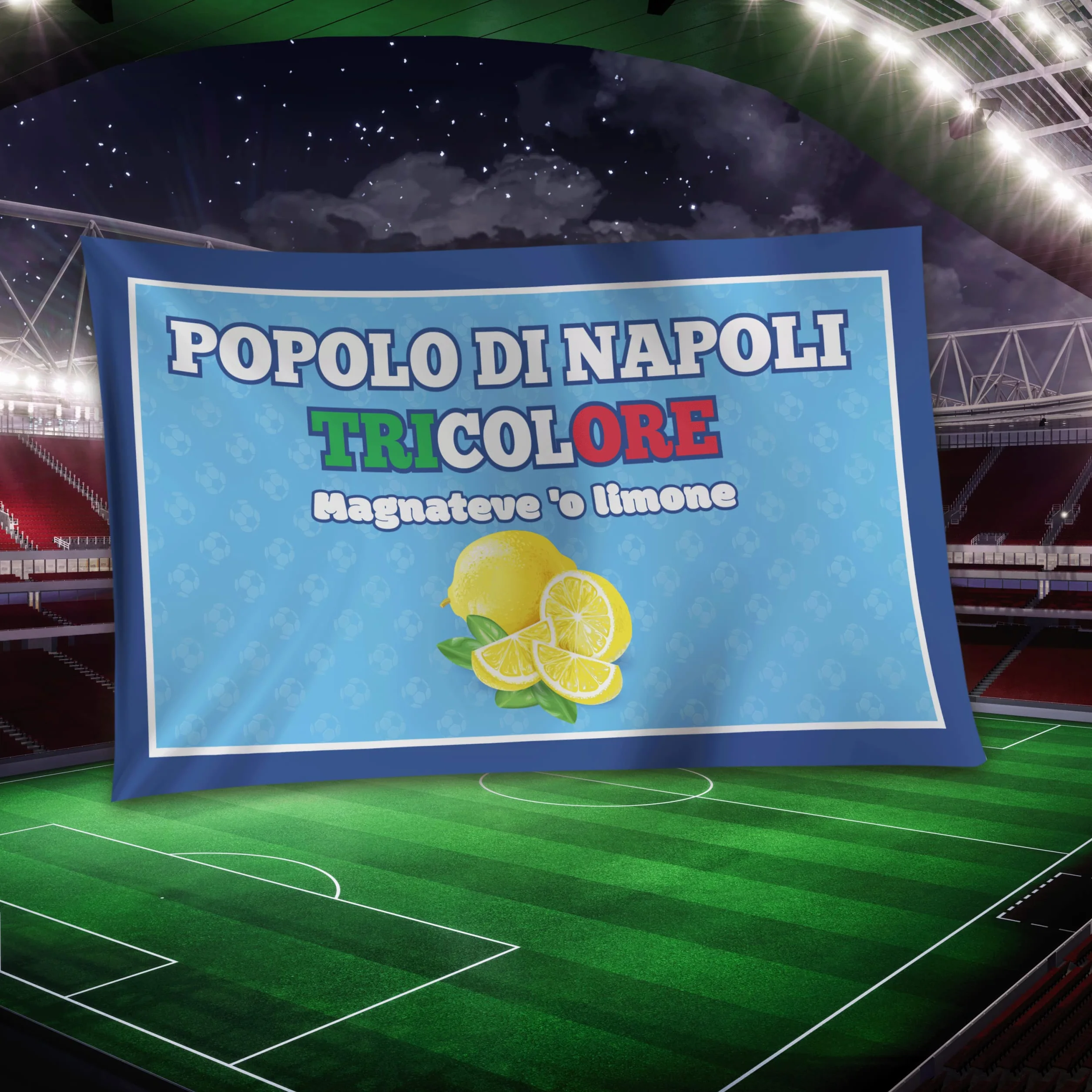 Bandiera 4° Scudetto Popolo di Napoli 90x150 cm - Gadget Calcio Tifoso