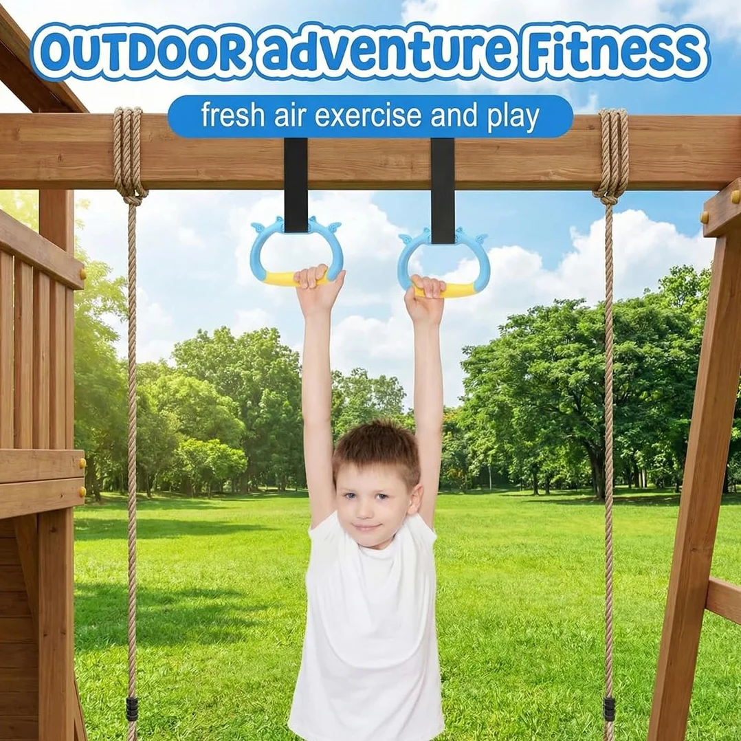 Anelli da Ginnastica per Bambini con Cinghie Regolabili - Attrezzatura Palestra per Allenamento