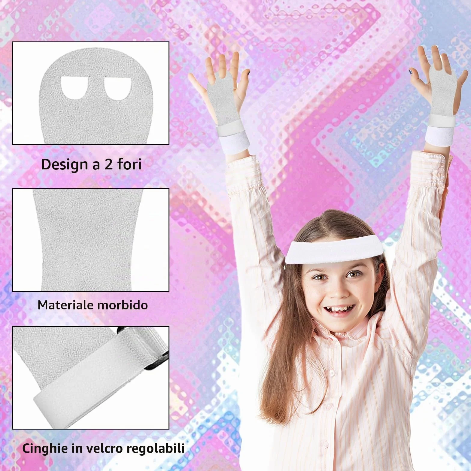 Set di 5 Grip da Ginnastica Bianchi con Polsini Assorbenti, Protezione del Palmo e Supporto al Polso per Ragazze, Bambini e Giovani