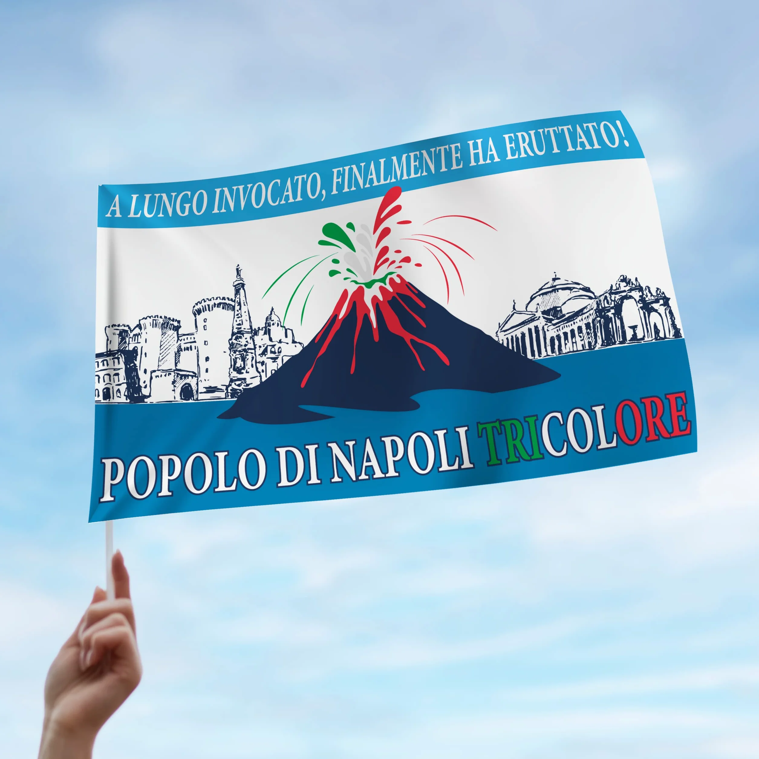 Bandiera 4° Scudetto Popolo di Napoli 90x150 cm Gadget Tricolore Regalo Tifoso Calcio