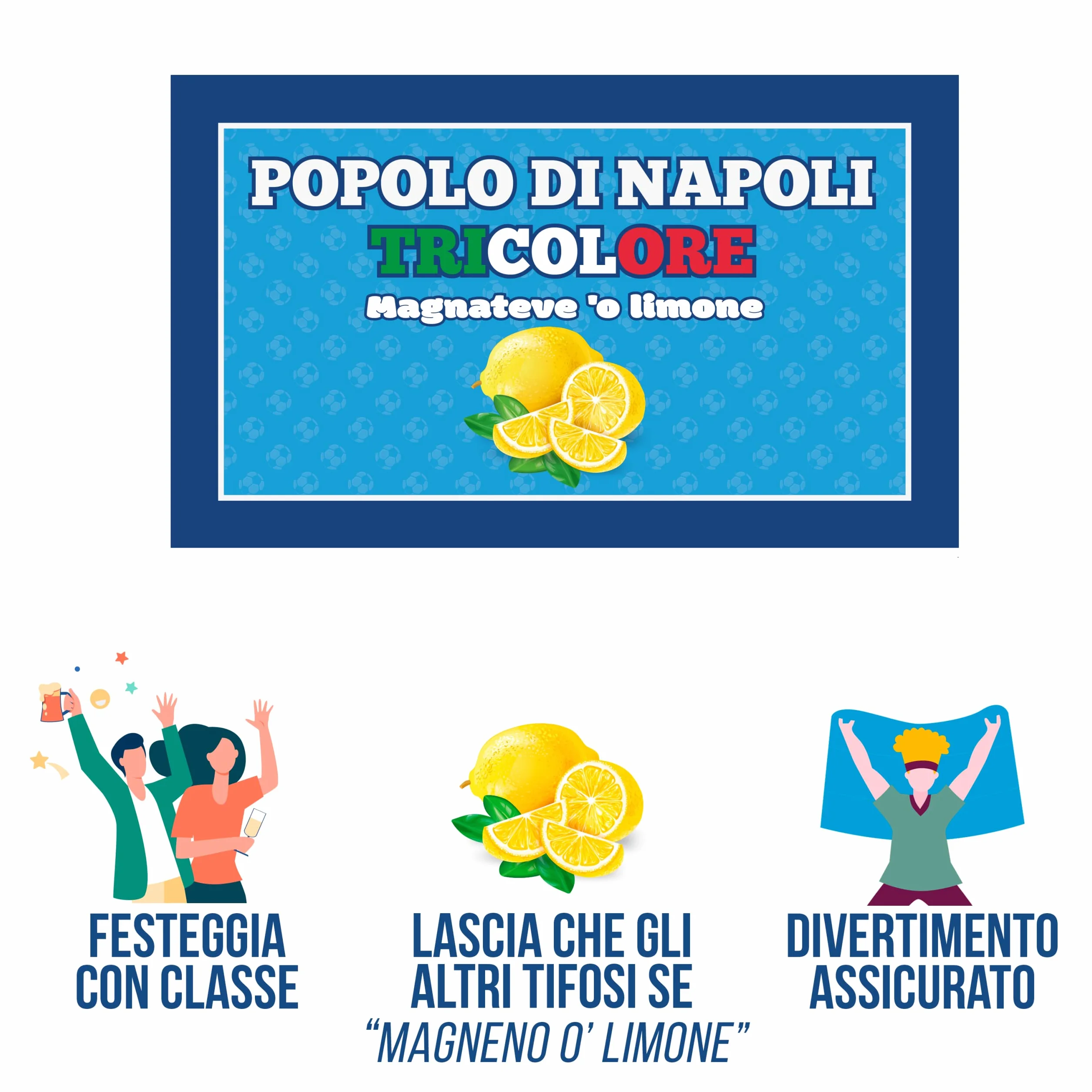 Bandiera 4° Scudetto Popolo di Napoli 90x150 cm - Gadget Calcio Tifoso