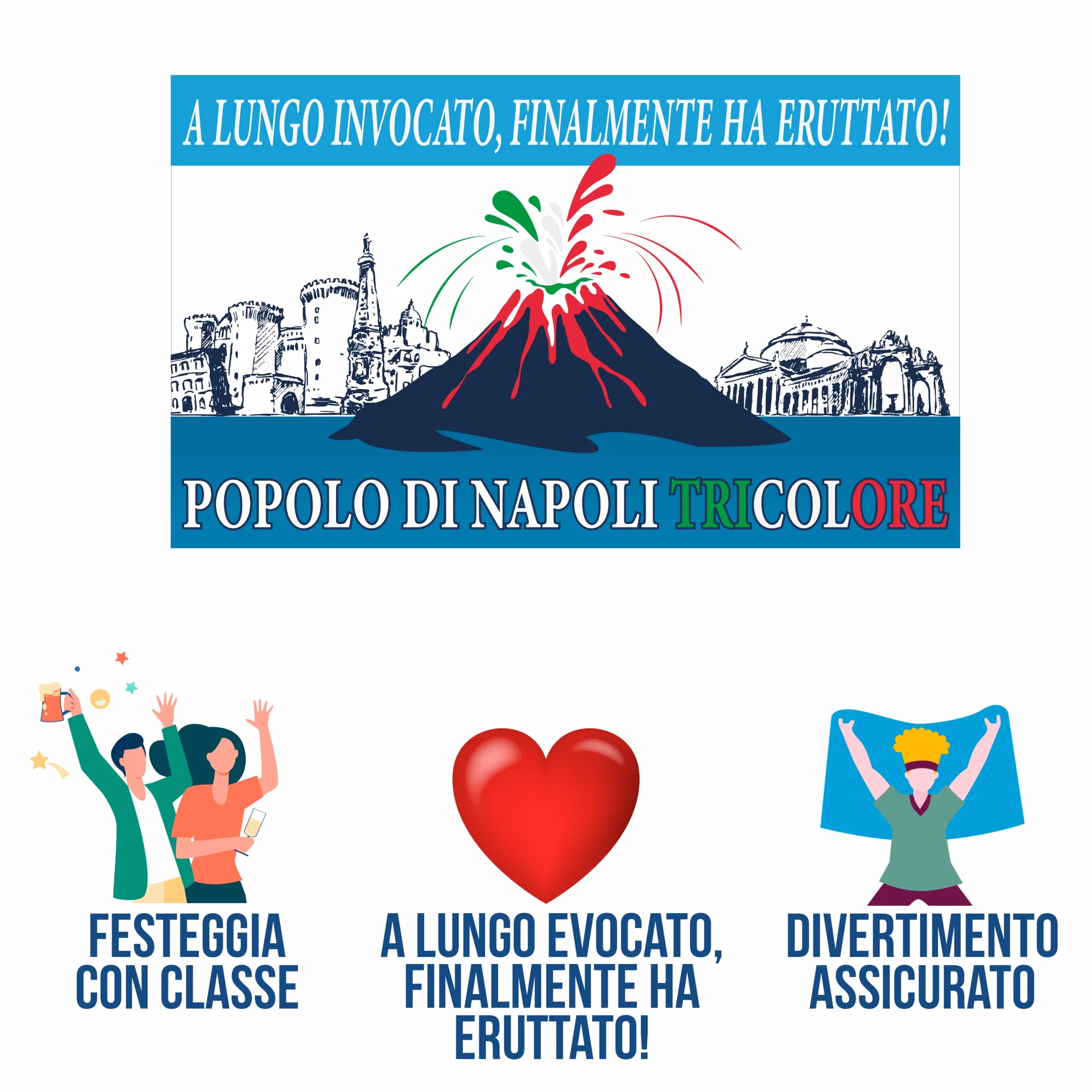 Bandiera 4° Scudetto Popolo di Napoli 90x150 cm Gadget Tricolore Regalo Tifoso Calcio