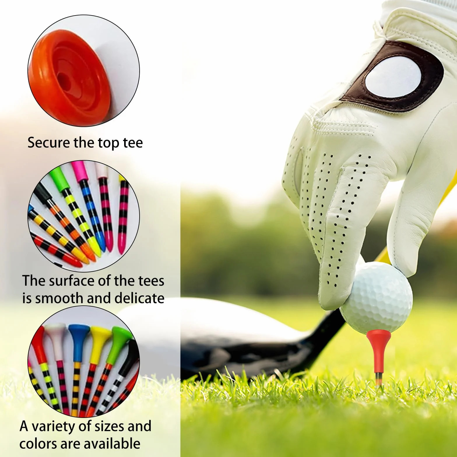 Tee da Golf Colorati 50 Pezzi in Plastica Resistente con Gomma Ammortizzata 83 mm per Allenamento