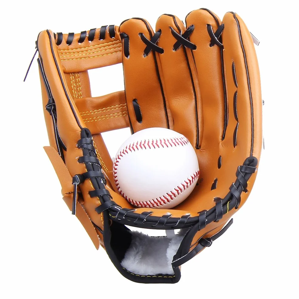 Unisex Guanti da Baseball, Softball, Pelle Outfield Guanto Addensare per Bambini Adulto (Marrone, Asia M)