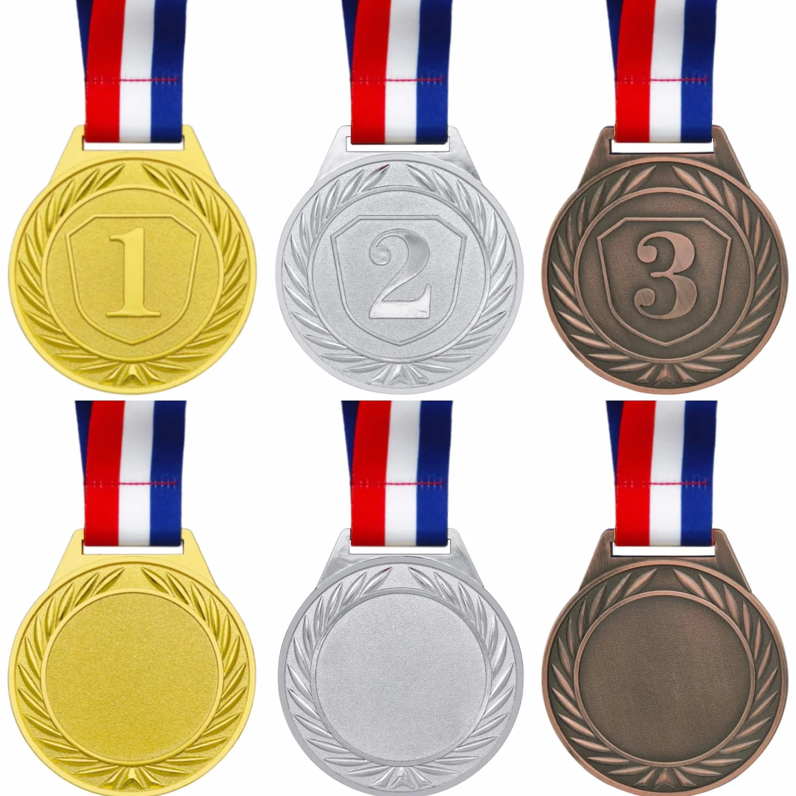 Medaglie per Bambini 3 Pezzi Oro Argento Bronzo con Nastro, Medaglia in Metallo per Giornata Sportiva