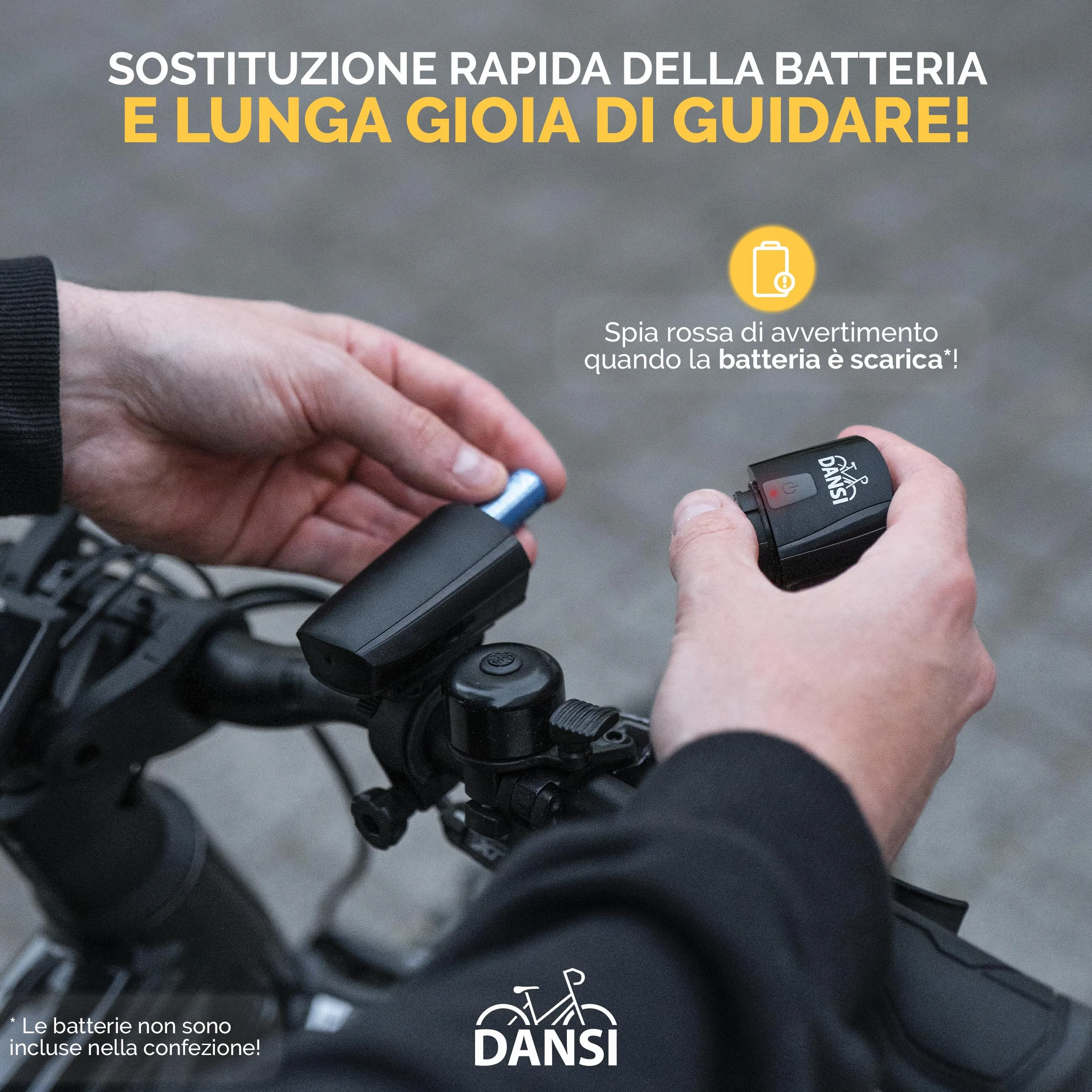 DANSI LED Light Set Illuminazione per biciclette omologata StVZO 60 30 15 Lux anteriore posteriore Regolazione automatica