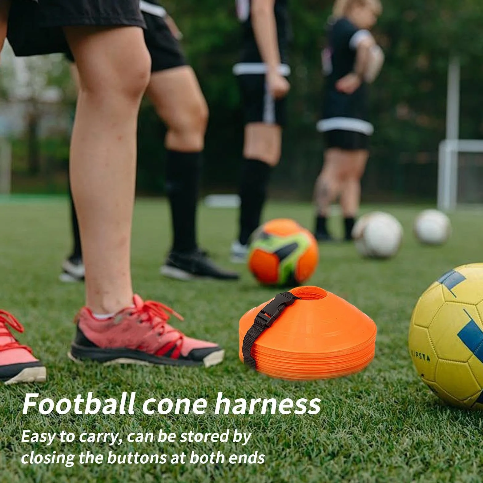 Cinghia per plot da calcio imbracatura portatile pieghevole 4 cinghie ad alta densità allenamento calcio attività all'aperto fitness