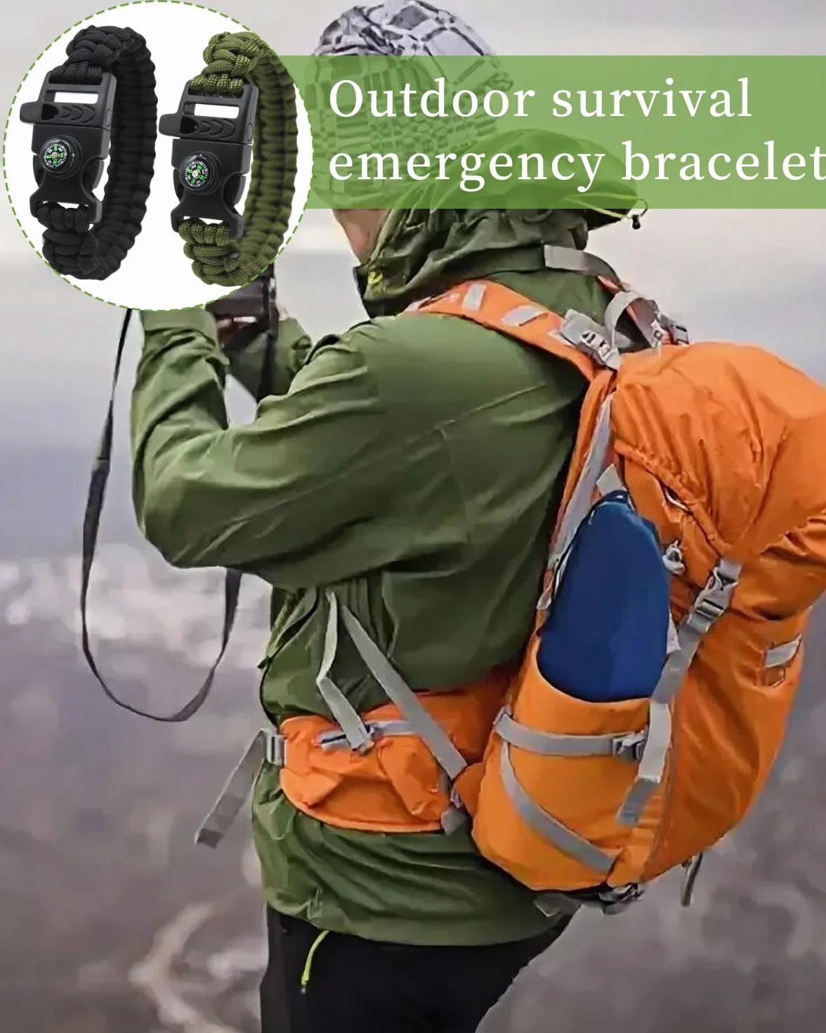 Bracciale Intrecciato in Corda Paracadute Multifunzione Sopravvivenza Outdoor