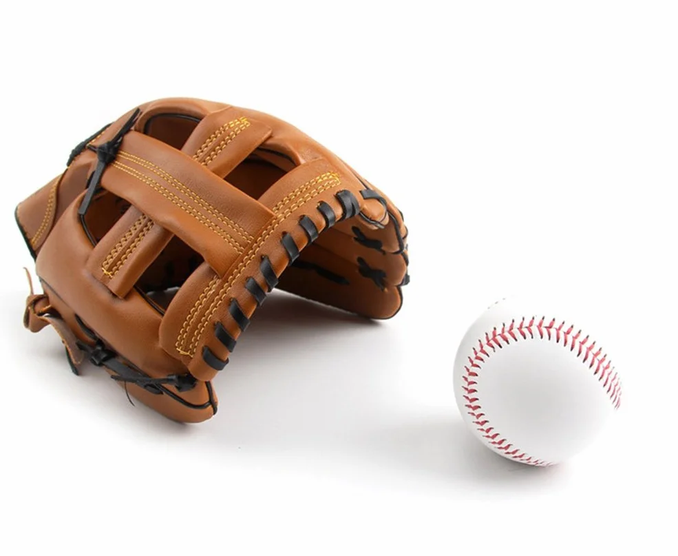 Unisex Guanti da Baseball, Softball, Pelle Outfield Guanto Addensare per Bambini Adulto (Marrone, Asia M)