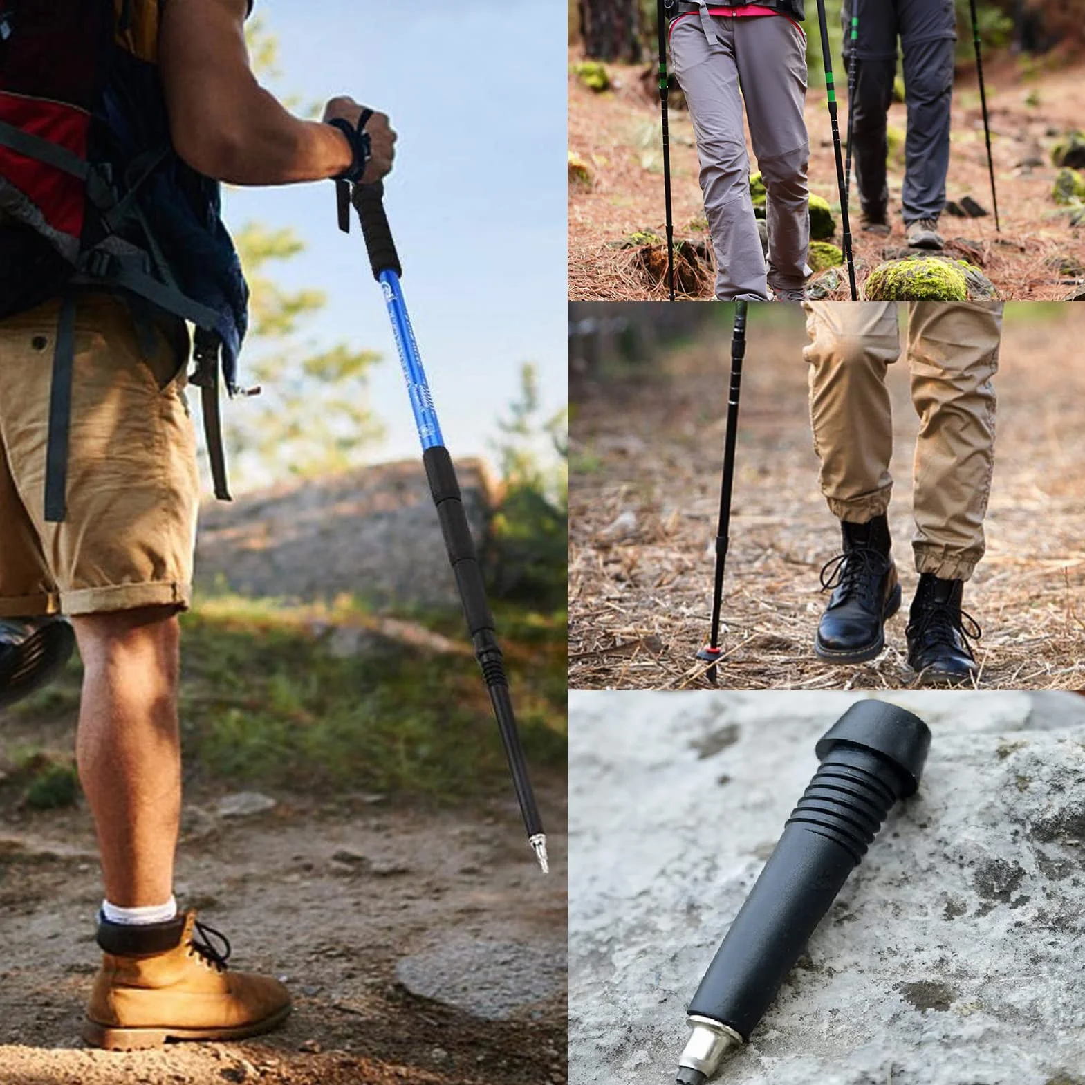 Punte universali in carburo per bastoni da trekking, 4 pezzi protezioni in gomma
