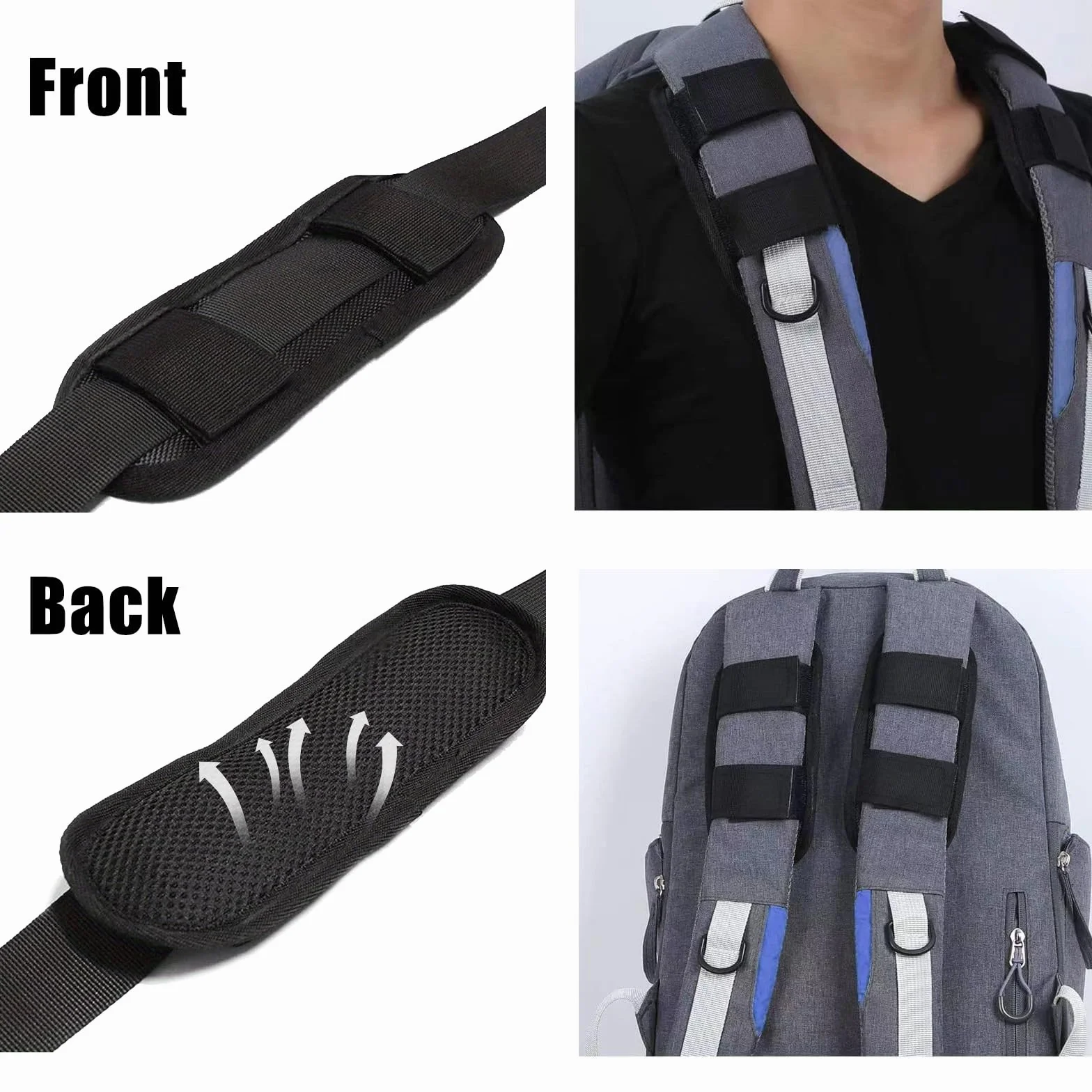 Imbottitura Spallacci Zaino Rimovibile Ultra Spessa, Cinghia Toracica Regolabile Antiscivolo 2,5cm per Scuola Viaggi Jogging