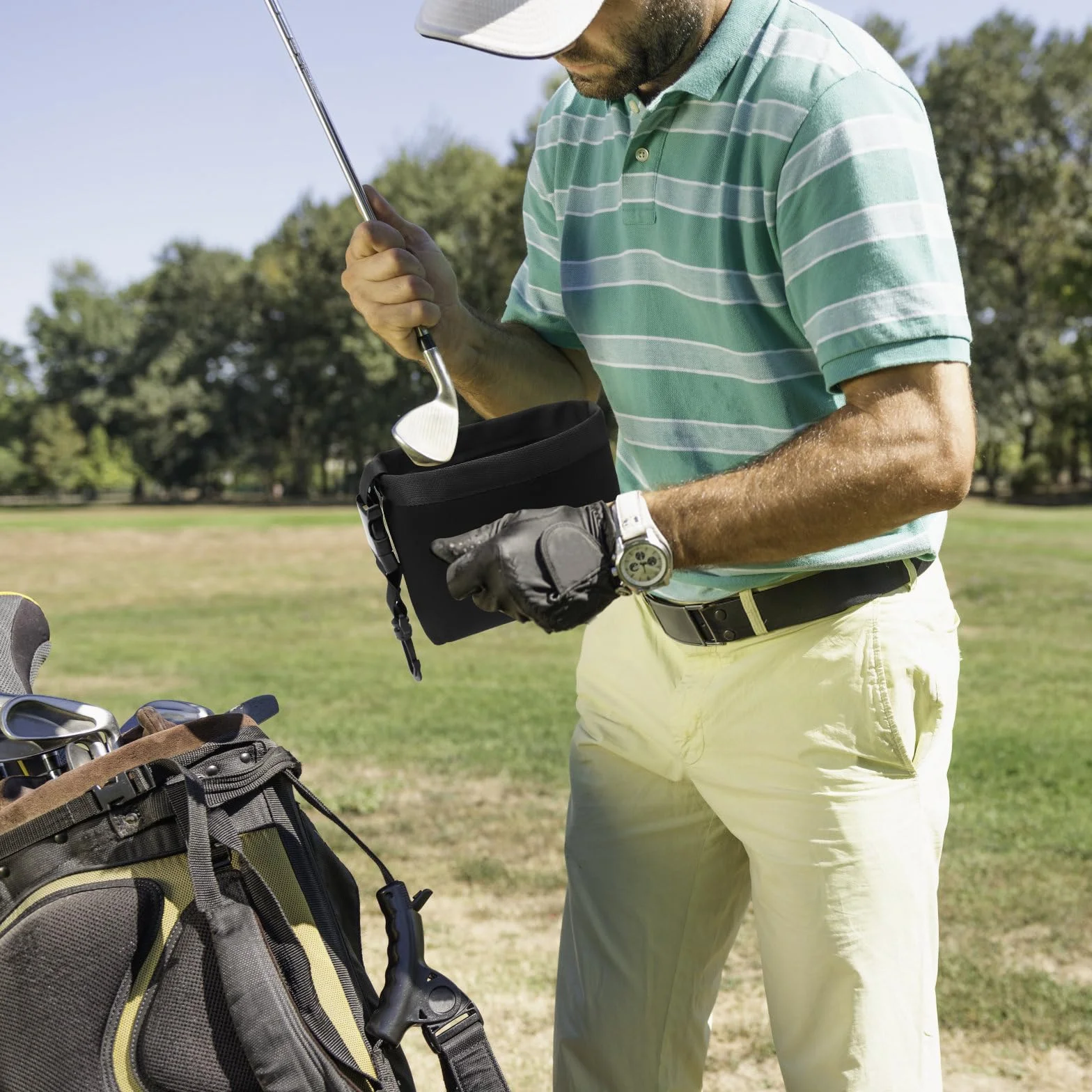 Borsa per Pulizia Mazze da Golf e Palline Clip Staccabile Lavabile
