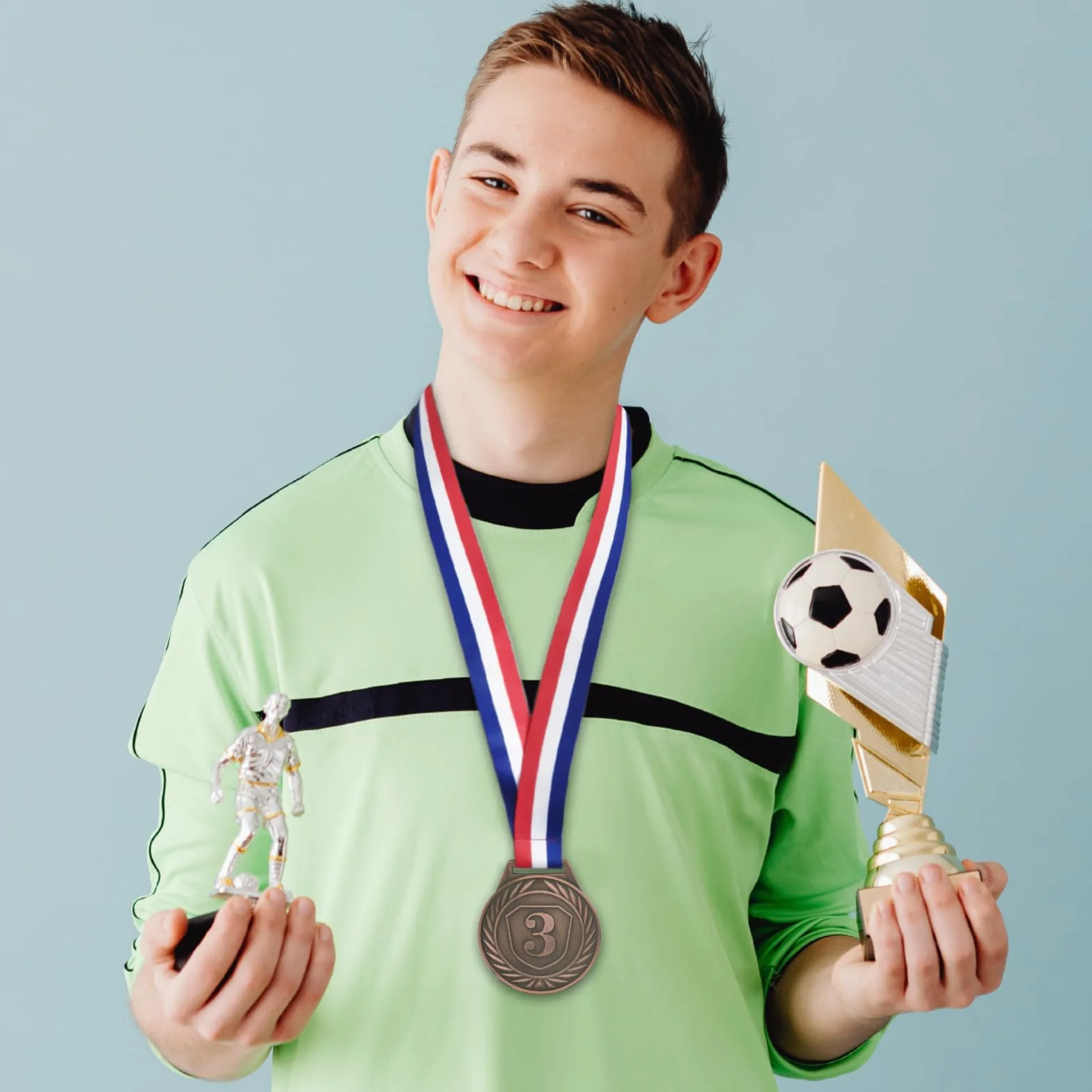 Medaglie per Bambini 3 Pezzi Oro Argento Bronzo con Nastro, Medaglia in Metallo per Giornata Sportiva