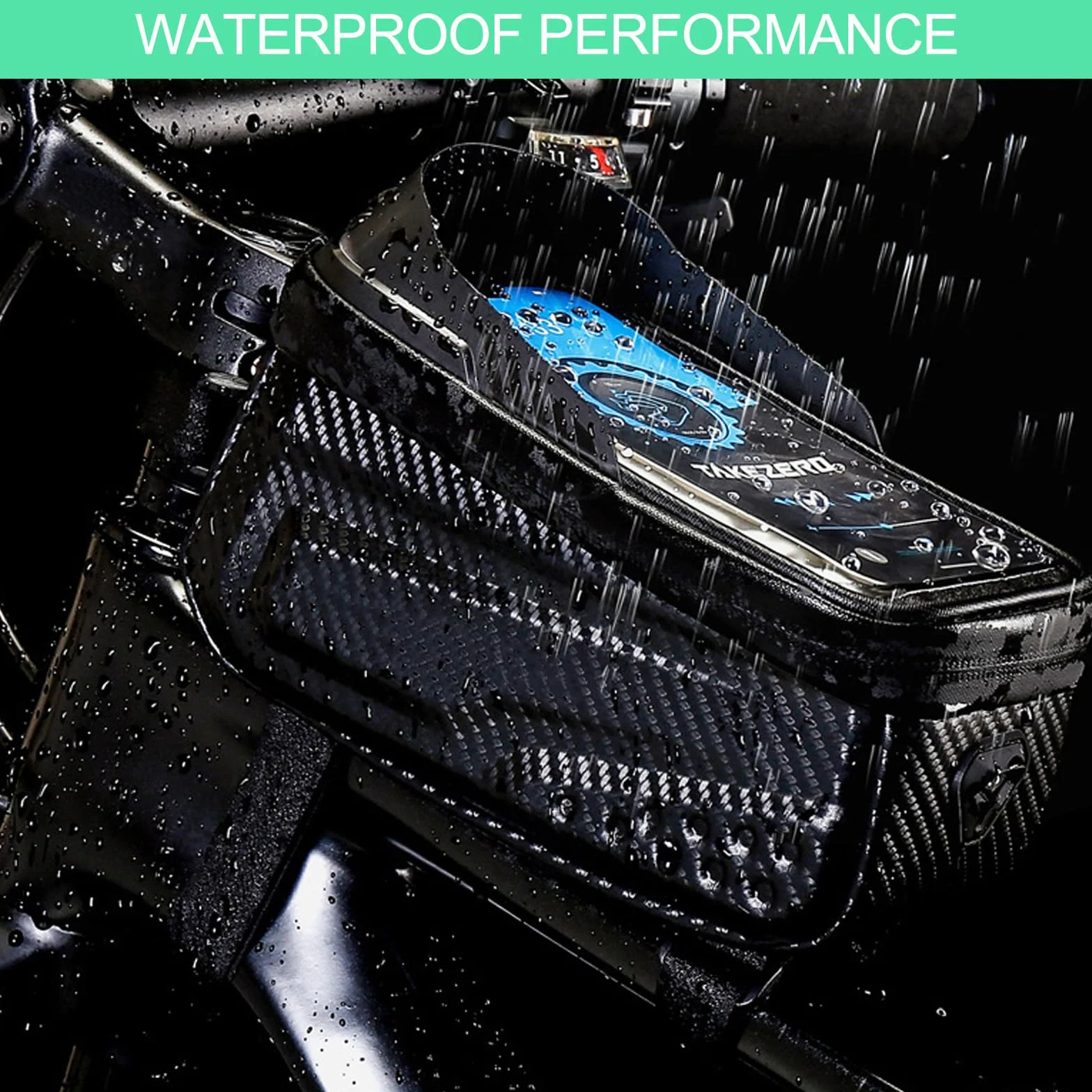 Borsa Telaio da Bicicletta Impermeabile 6.8 Pollici Touchscreen TPU Sgancio Rapido, Accessori MTB