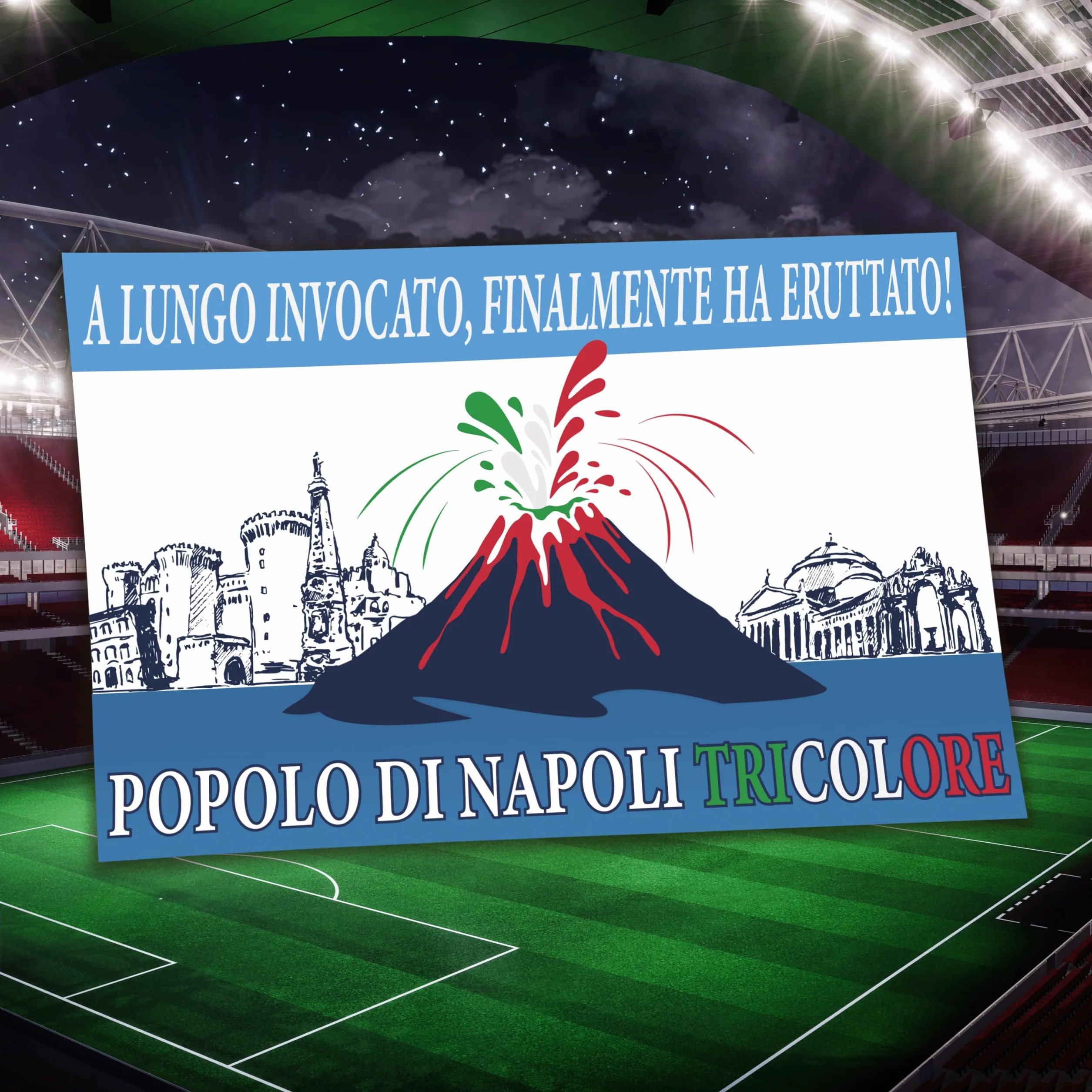 Bandiera 4° Scudetto Popolo di Napoli 90x150 cm Gadget Tricolore Regalo Tifoso Calcio