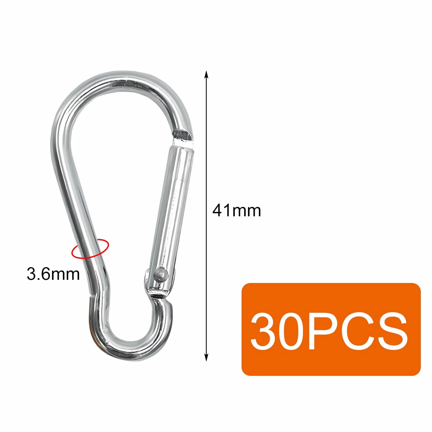 GeekerChip Set di 30 Moschettoni,Moschettone in Lega di Alluminio,3.6 * 41mm,Clip Gancio a Molla Fibbia Appesa,Portante sicuro 2.5 kg,per amache,campeggio,pesca,tende da sole