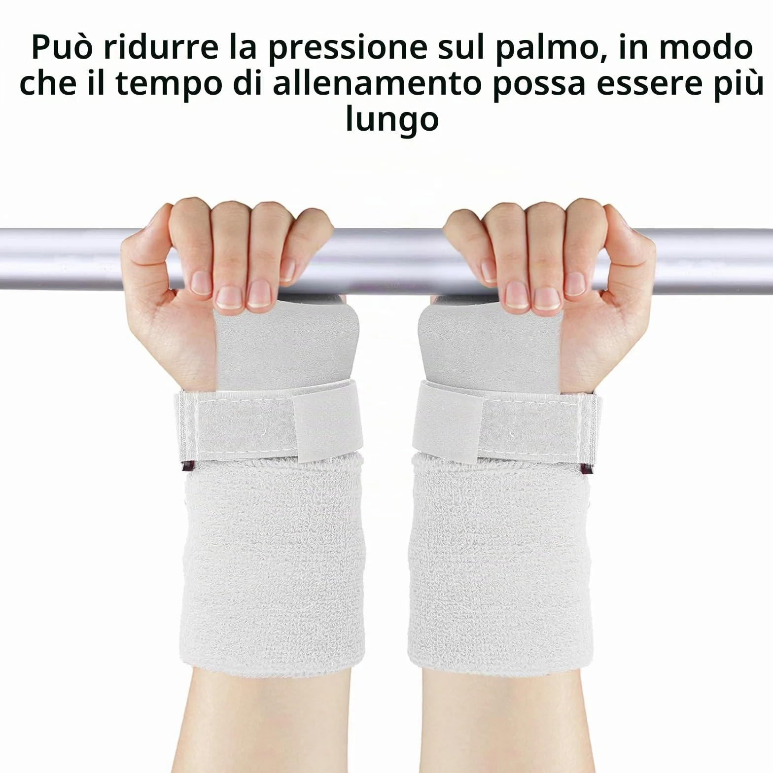 Set di 5 Grip da Ginnastica Bianchi con Polsini Assorbenti, Protezione del Palmo e Supporto al Polso per Ragazze, Bambini e Giovani