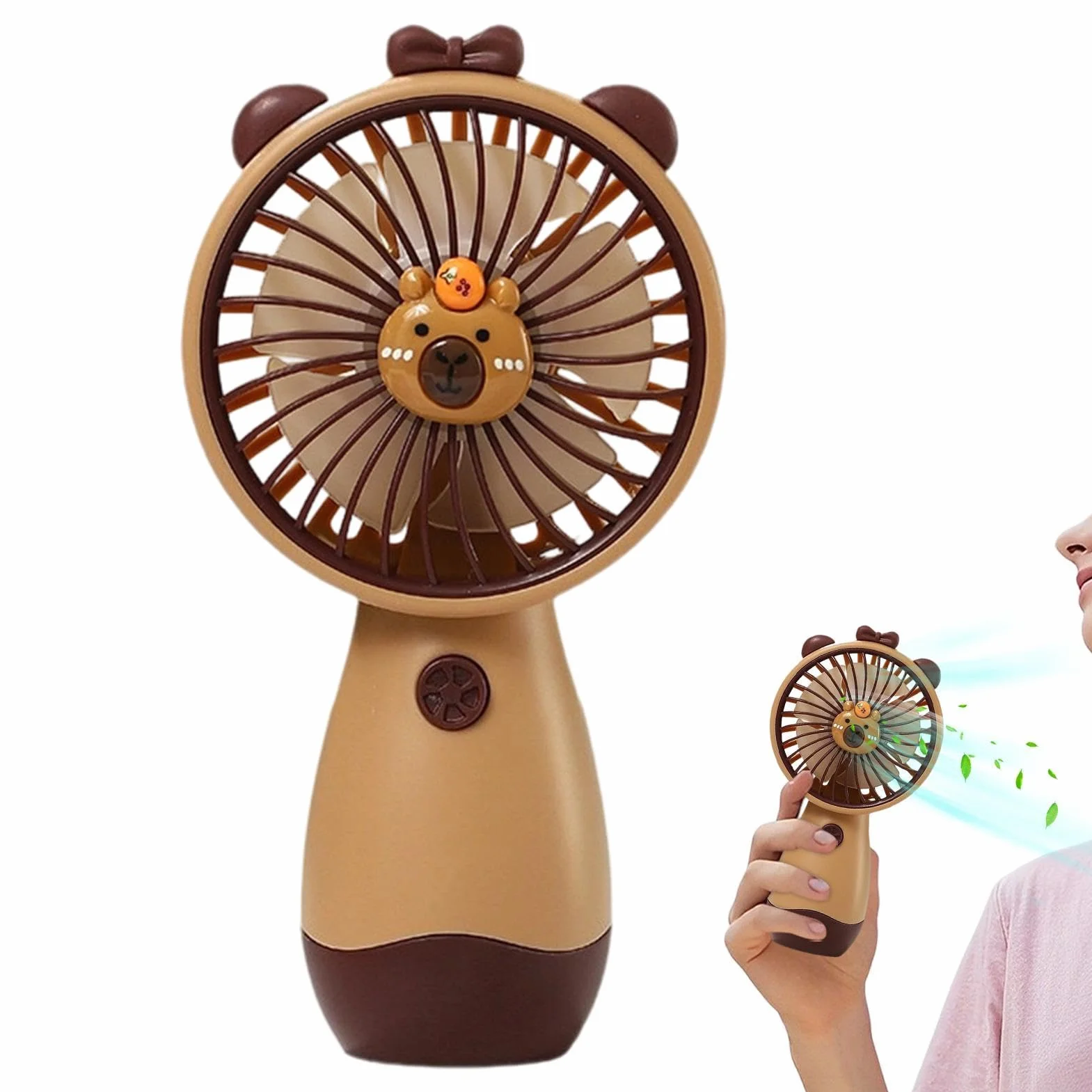 Ventaglio portatile – Capybara ricaricabile Attrezzatura esterna | ventilatore silenzioso – per viaggi estivi, campeggio, spiaggia, festival, sport, ufficio, scrivania, escursionismo