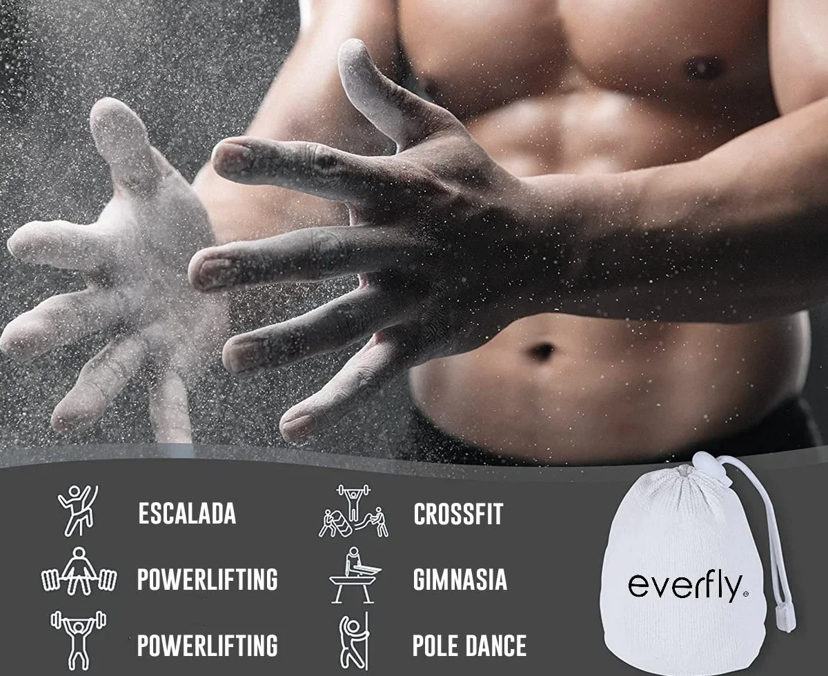Everfly Magnesite in Polvere 3x60gr Chalk Bag Gesso Crossfit Arrampicata Calisthenics Sollevamento Pesi Palestra Dry Hands Grip