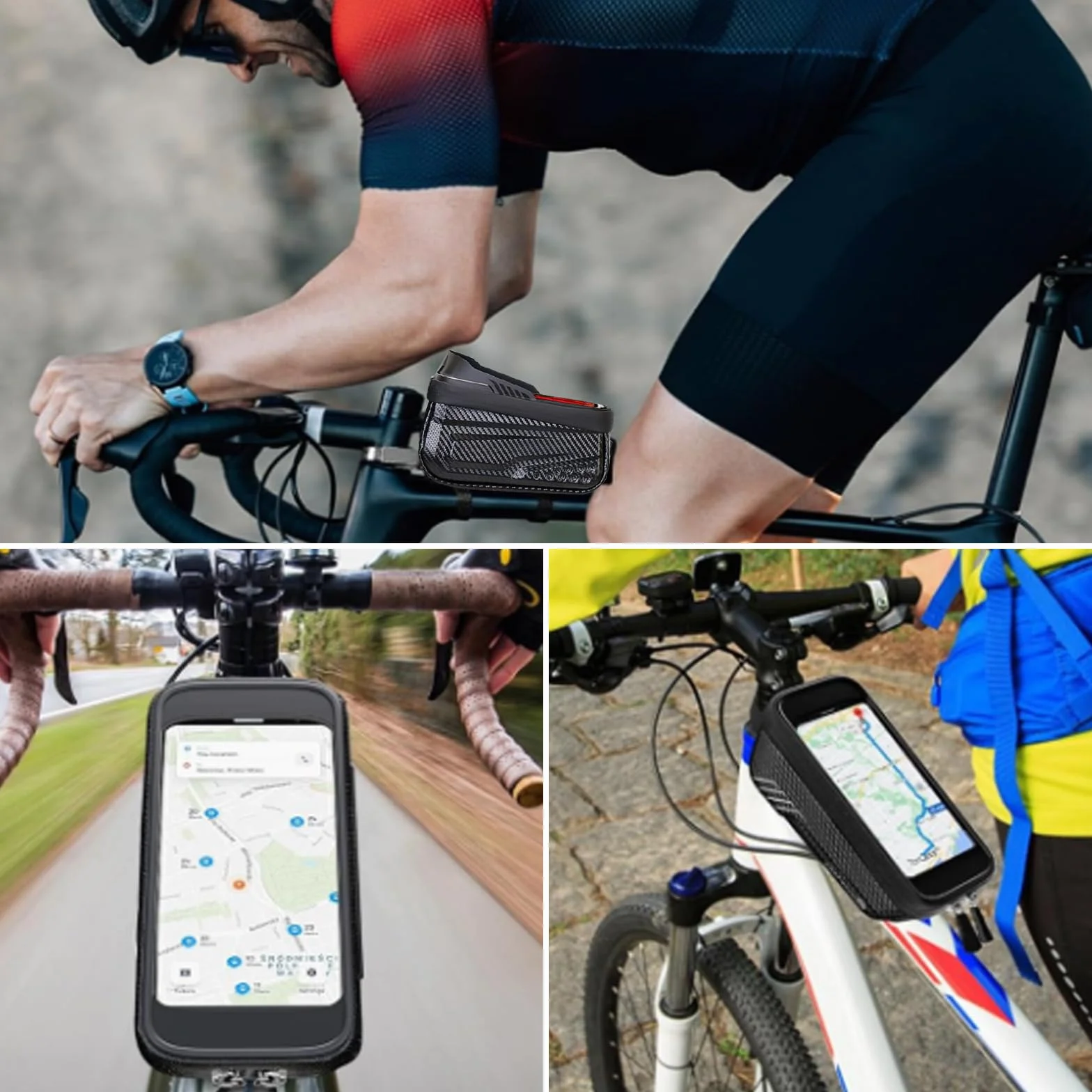 Borsa Telaio da Bicicletta Impermeabile 6.8 Pollici Touchscreen TPU Sgancio Rapido, Accessori MTB