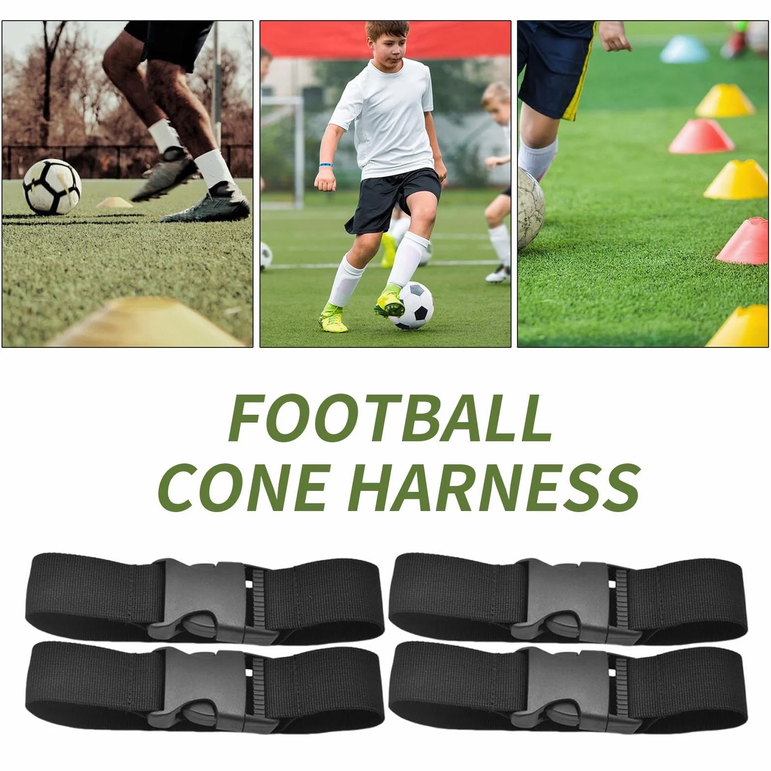 Cinghia per plot da calcio imbracatura portatile pieghevole 4 cinghie ad alta densità allenamento calcio attività all'aperto fitness