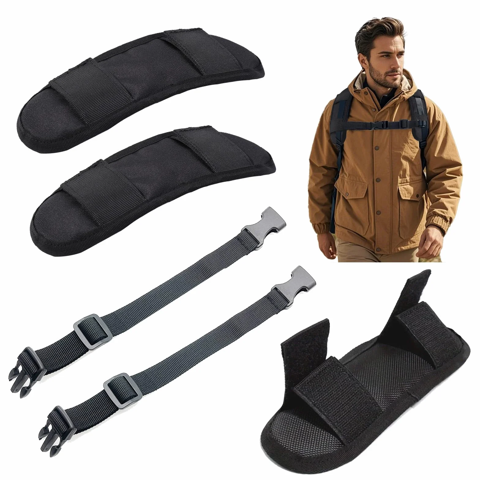 Imbottitura Spallacci Zaino Rimovibile Ultra Spessa, Cinghia Toracica Regolabile Antiscivolo 2,5cm per Scuola Viaggi Jogging