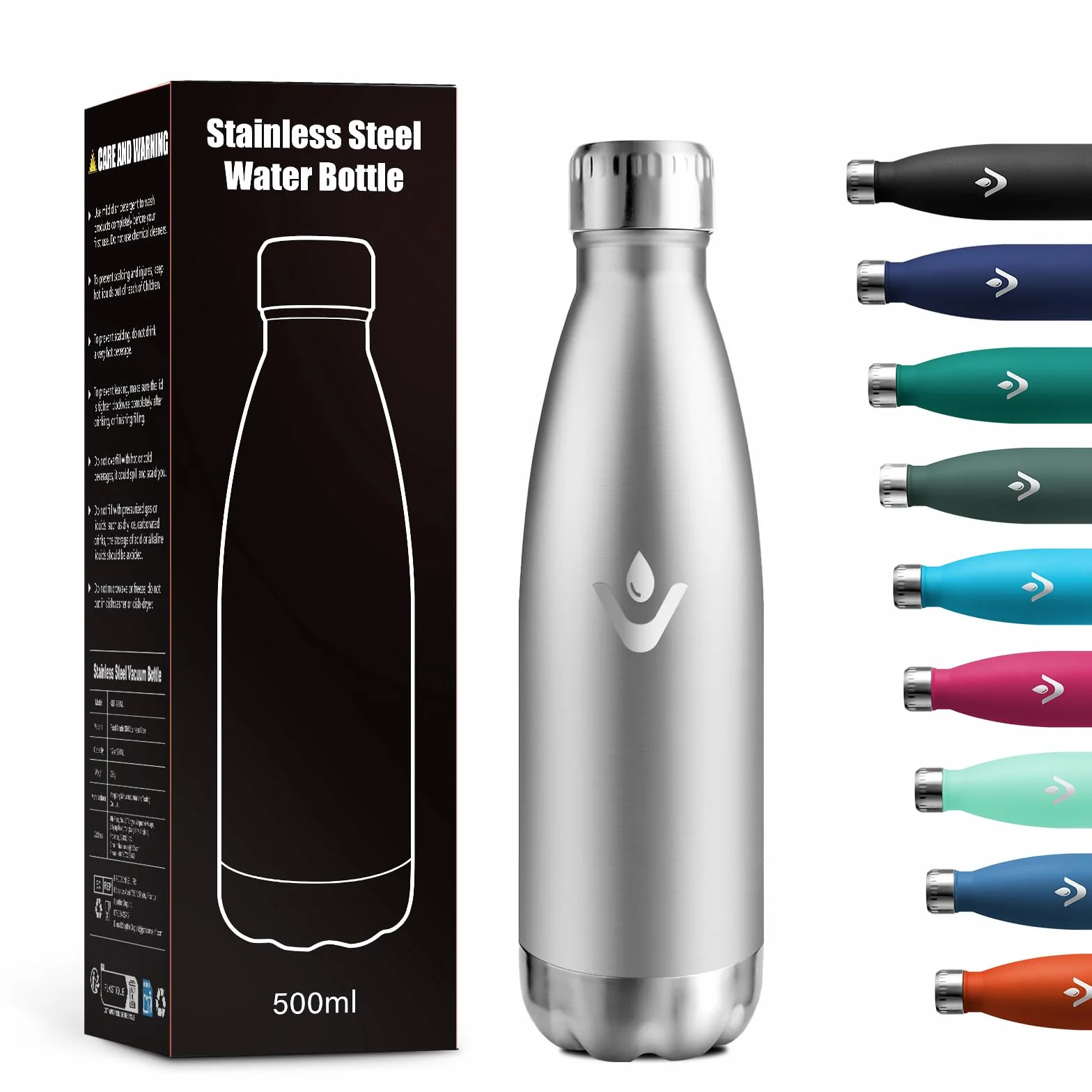 Borraccia Termica 500ml Acciaio Inox Doppia Parete Isolata Senza BPA Antigoccia per Bambini Palestra Viaggio