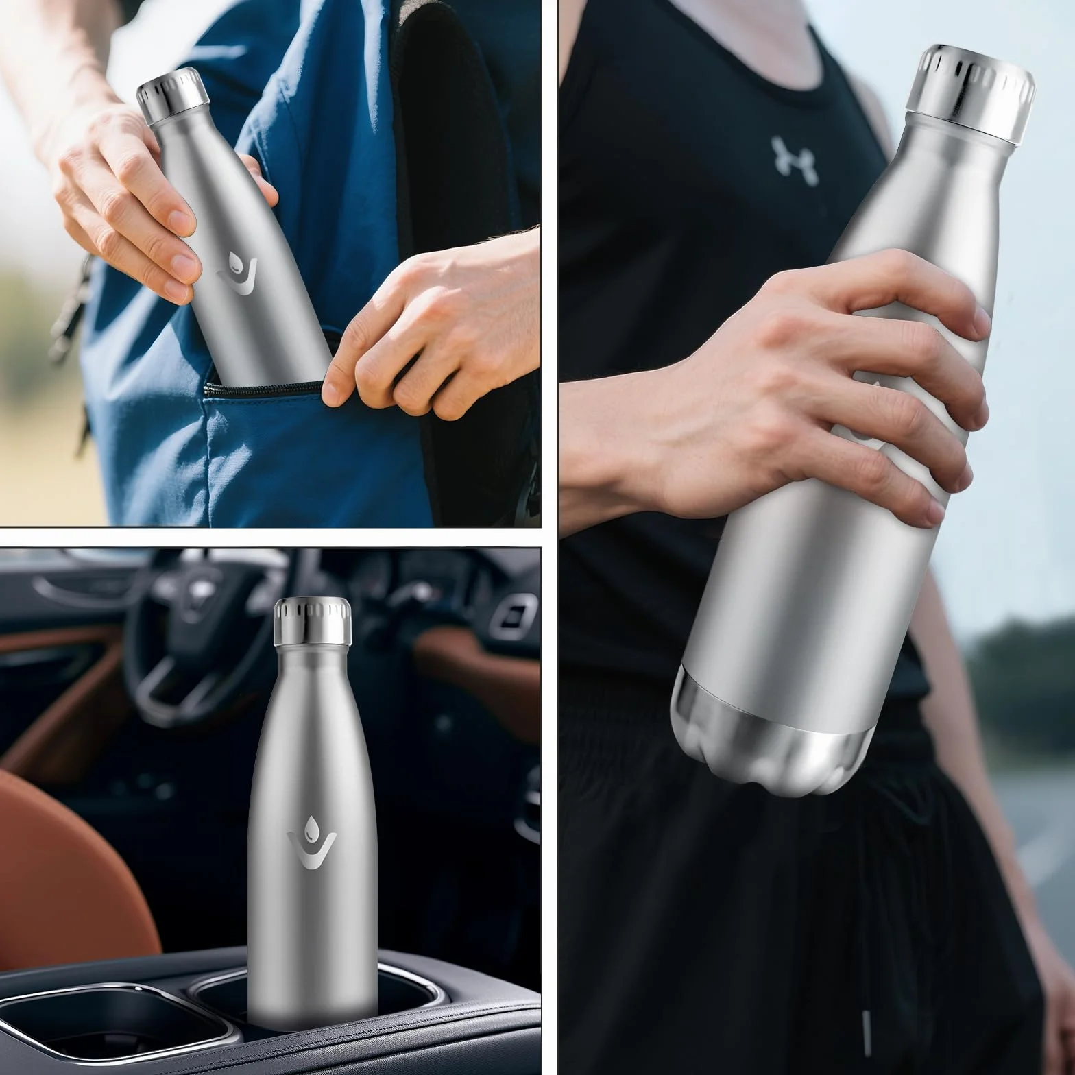 Borraccia Termica 500ml Acciaio Inox Doppia Parete Isolata Senza BPA Antigoccia per Bambini Palestra Viaggio