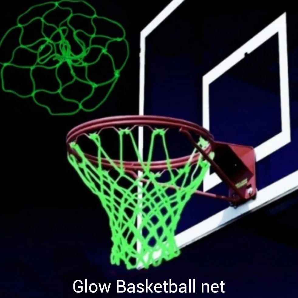 Rete da basket verde fluorescente in nylon intrecciato autoluminosa per esterni