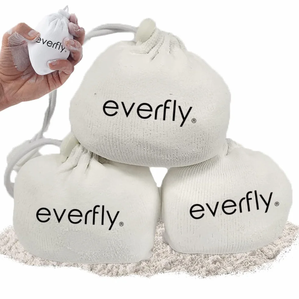 Everfly Magnesite in Polvere 3x60gr Chalk Bag Gesso Crossfit Arrampicata Calisthenics Sollevamento Pesi Palestra Dry Hands Grip