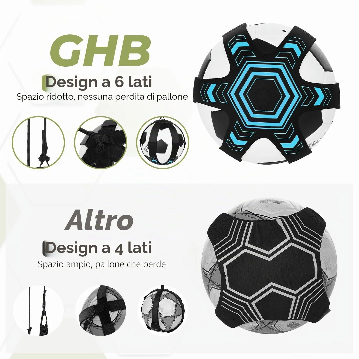 GHB Trainer da Calcio Accessori per L’Allenamento Individuale con Cintura Regolabile Bambini Controllo Palla